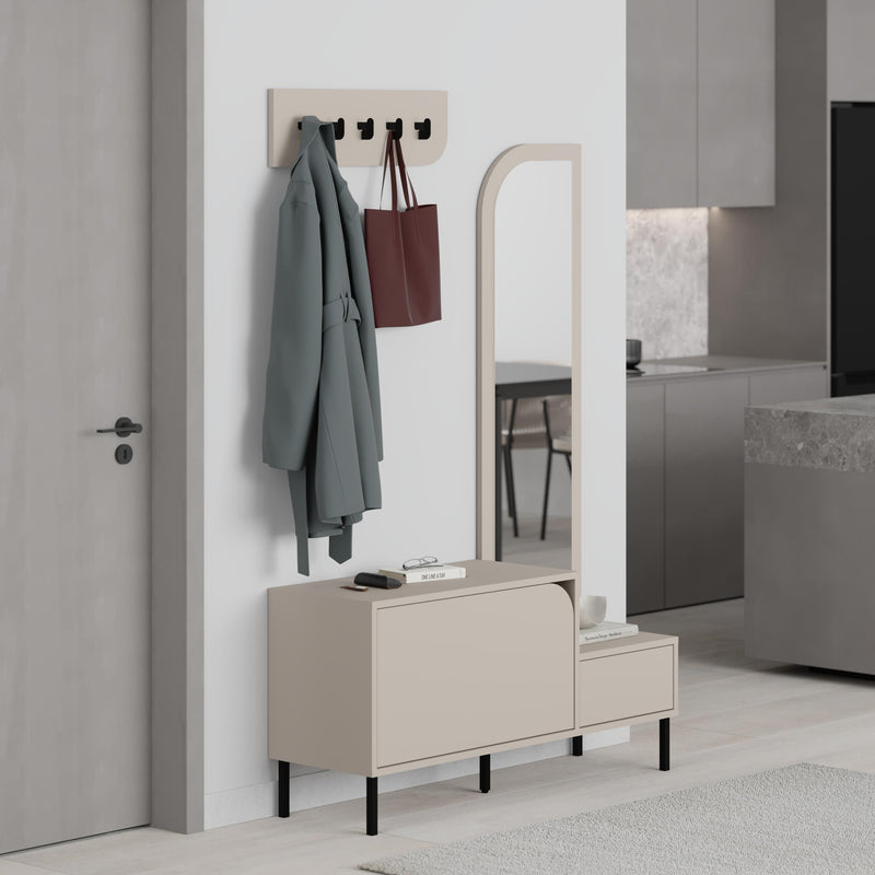 Mila Shoe Cabinet & Hanger Set – 3-in-1 Hallway Unit with Mirror