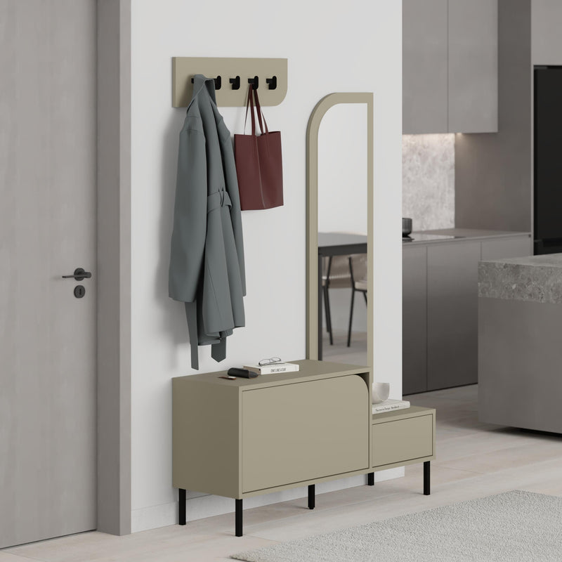 Mila Shoe Cabinet & Hanger Set – 3-in-1 Hallway Unit with Mirror