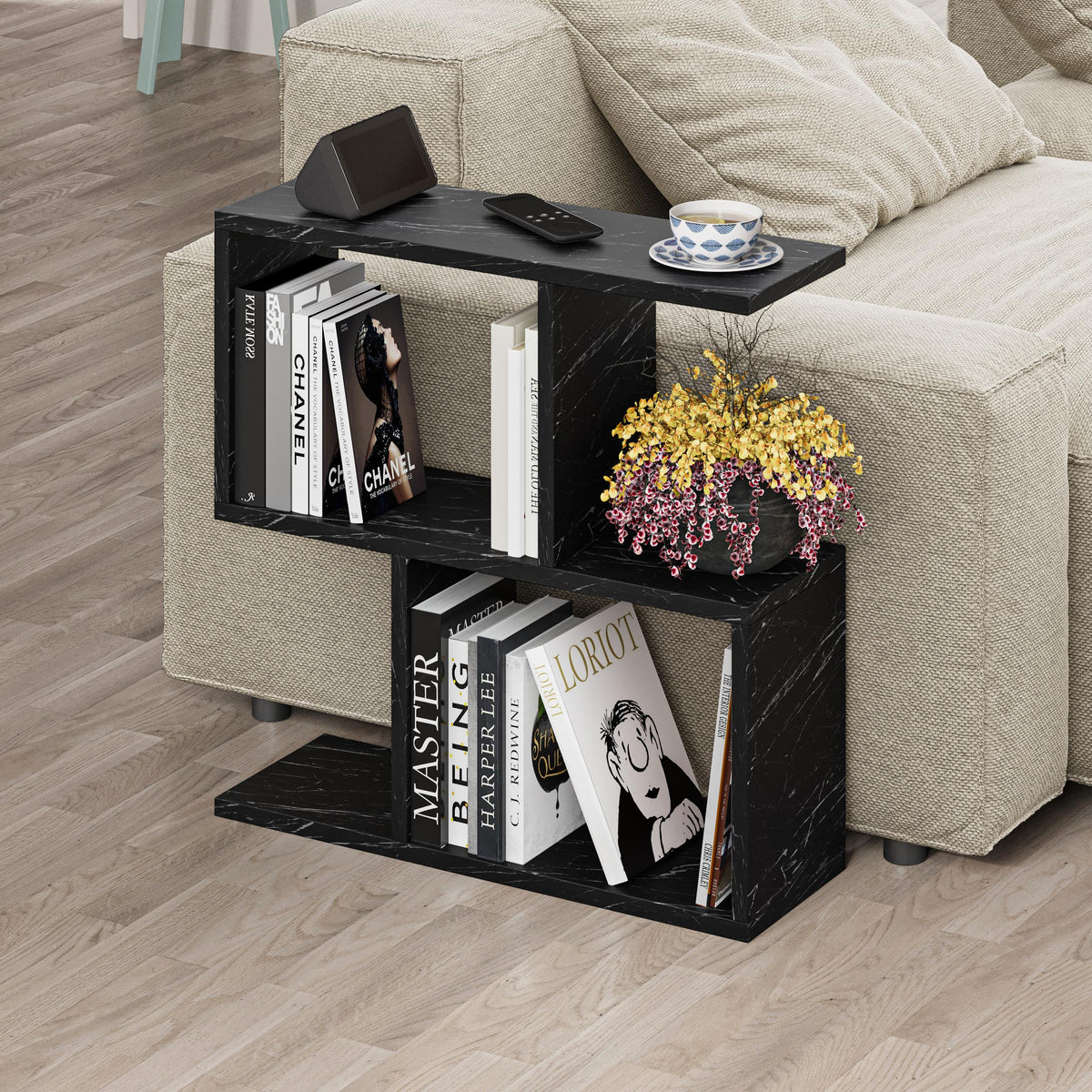 Homemania Modern Side Table with 4 Open Shelves – Lotus
