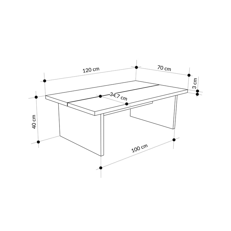 Loana Coffee Table – Modern Living Room Table with Two-Piece Top Panel - Additional Image 4