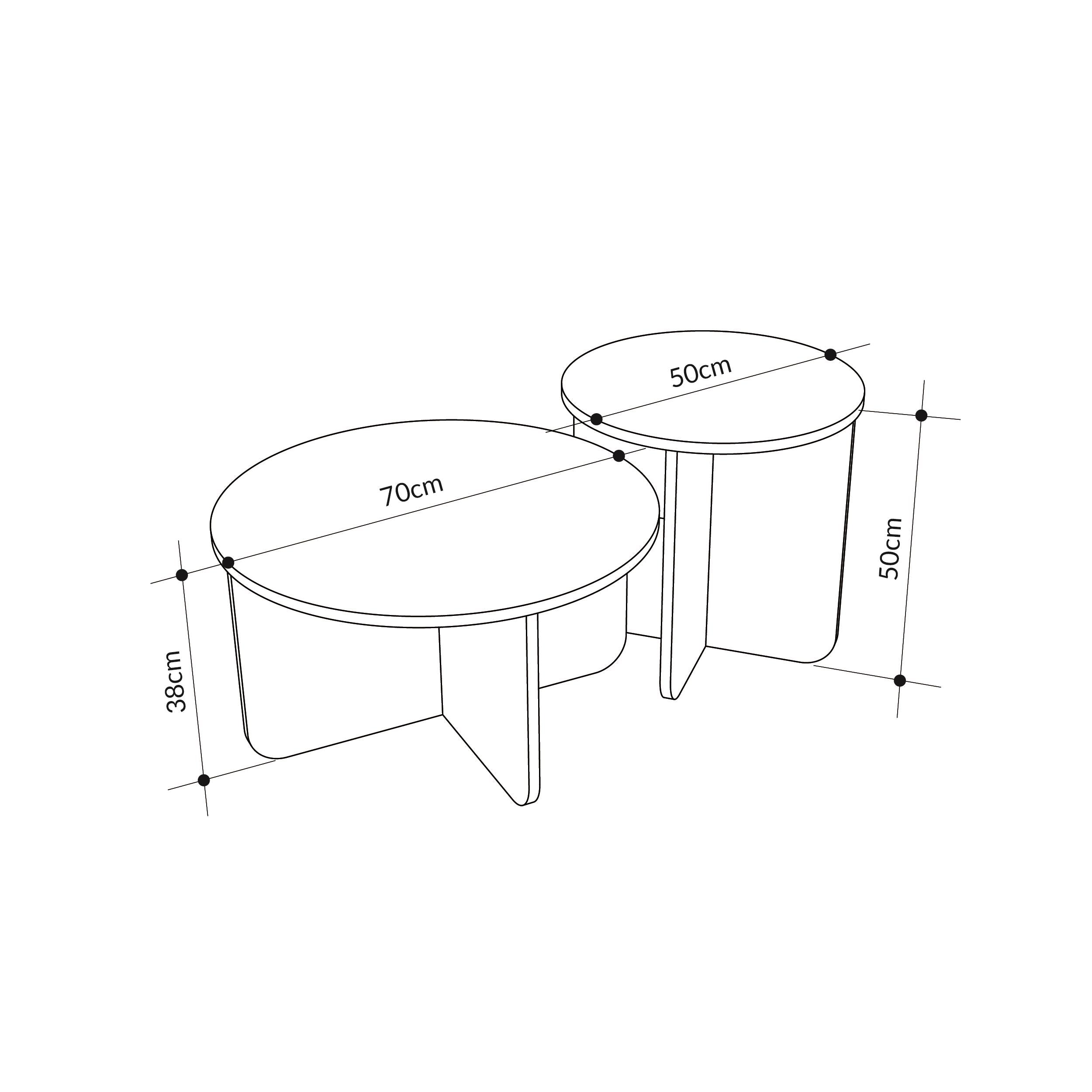 Hillary 2-Piece Coffee Table Set - dimensions