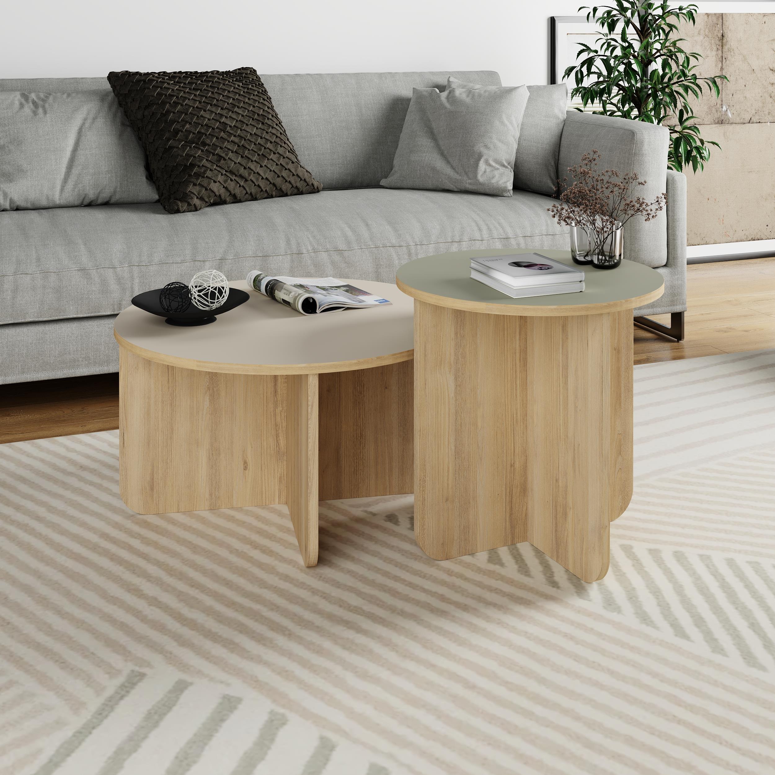 Hillary 2-Piece Coffee Table Set - Nesting Coffee Tables with Sculptural Bases