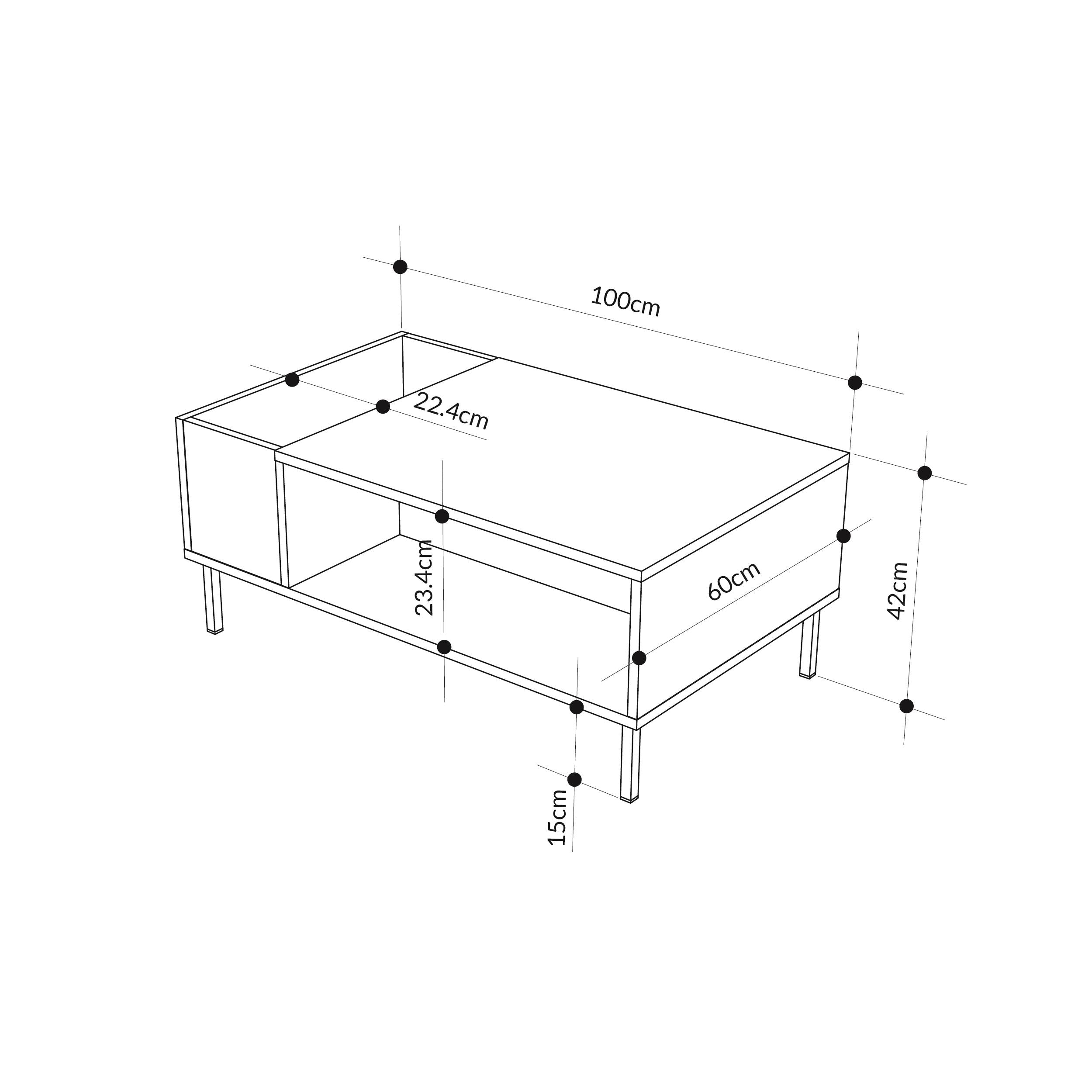 Vena Modern Coffee Table Ash Green dimensions