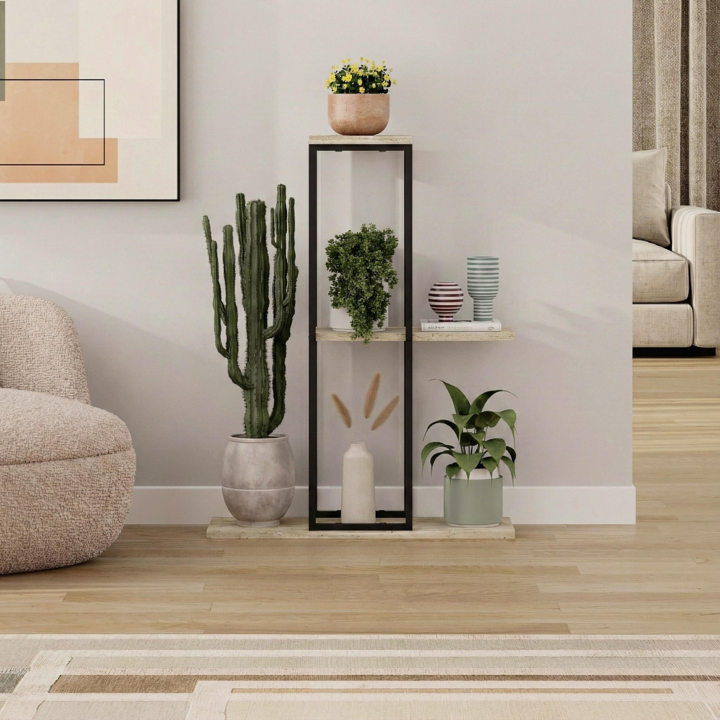 Vetra Modern Plantstand Shelves - Corner Plant Stand