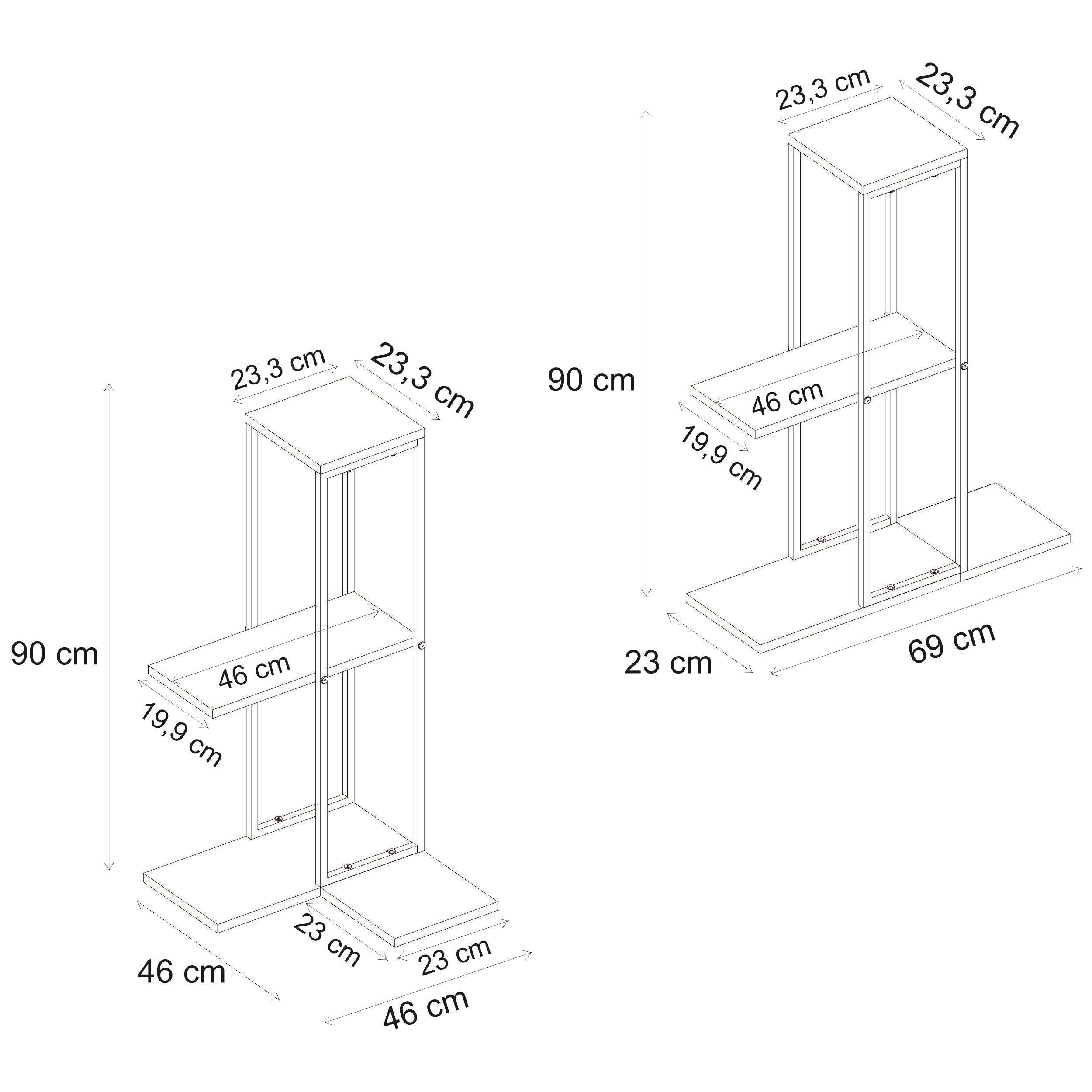Vetra Modern Plantstand Shelves dimensions