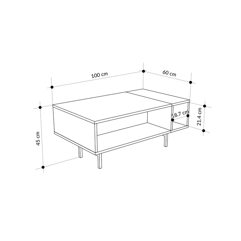 Mona Modern Coffee Table with Open Storage - Additional Image 3