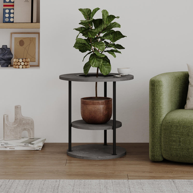 Round Side Table with Shelf | Grova