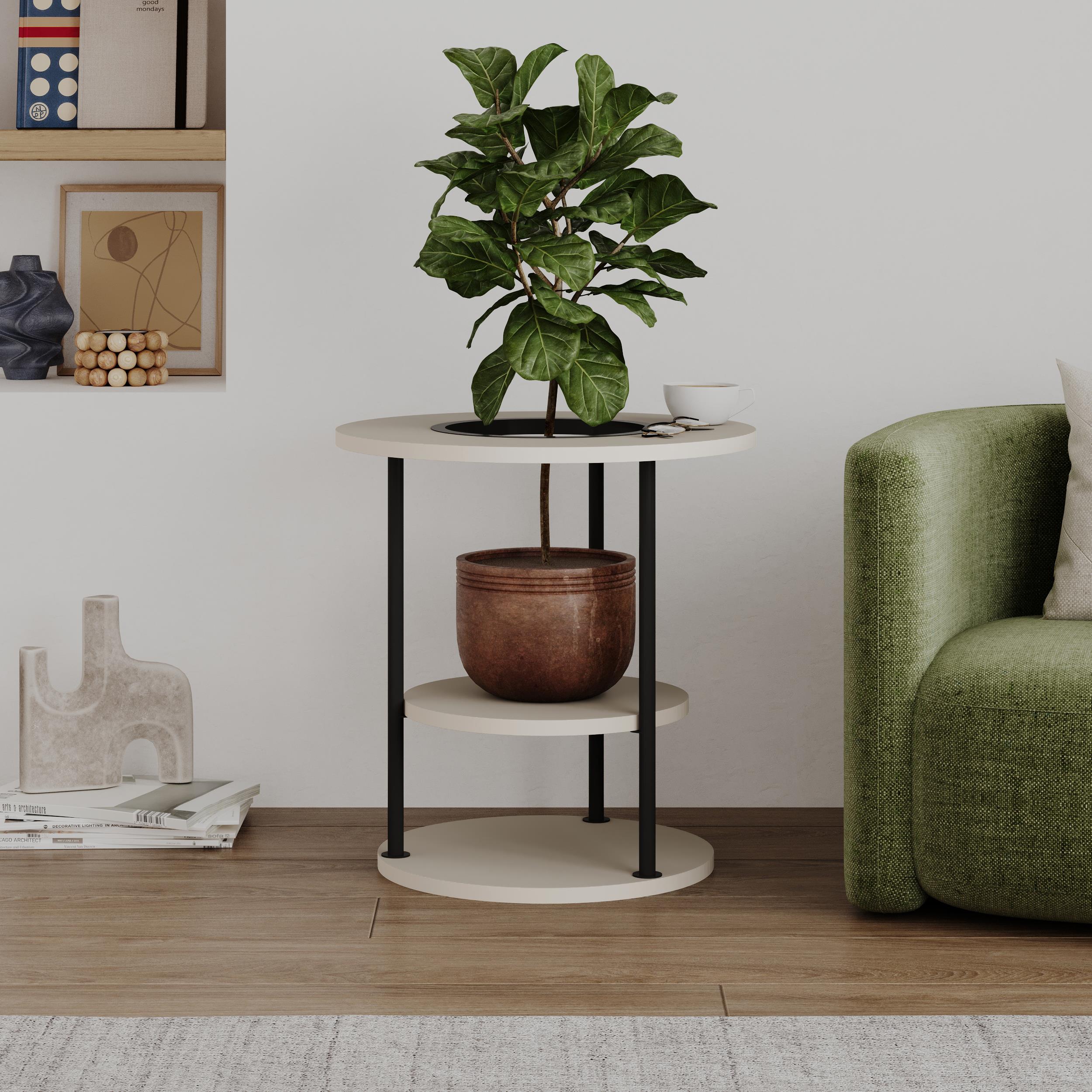 Round Side Table with Shelf | Grova