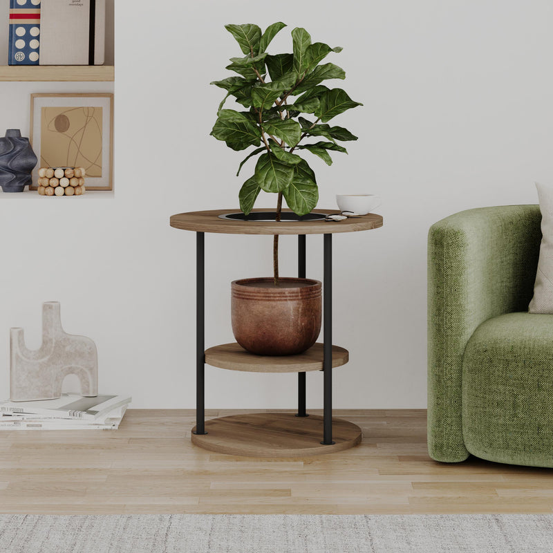 Round Side Table with Shelf | Grova