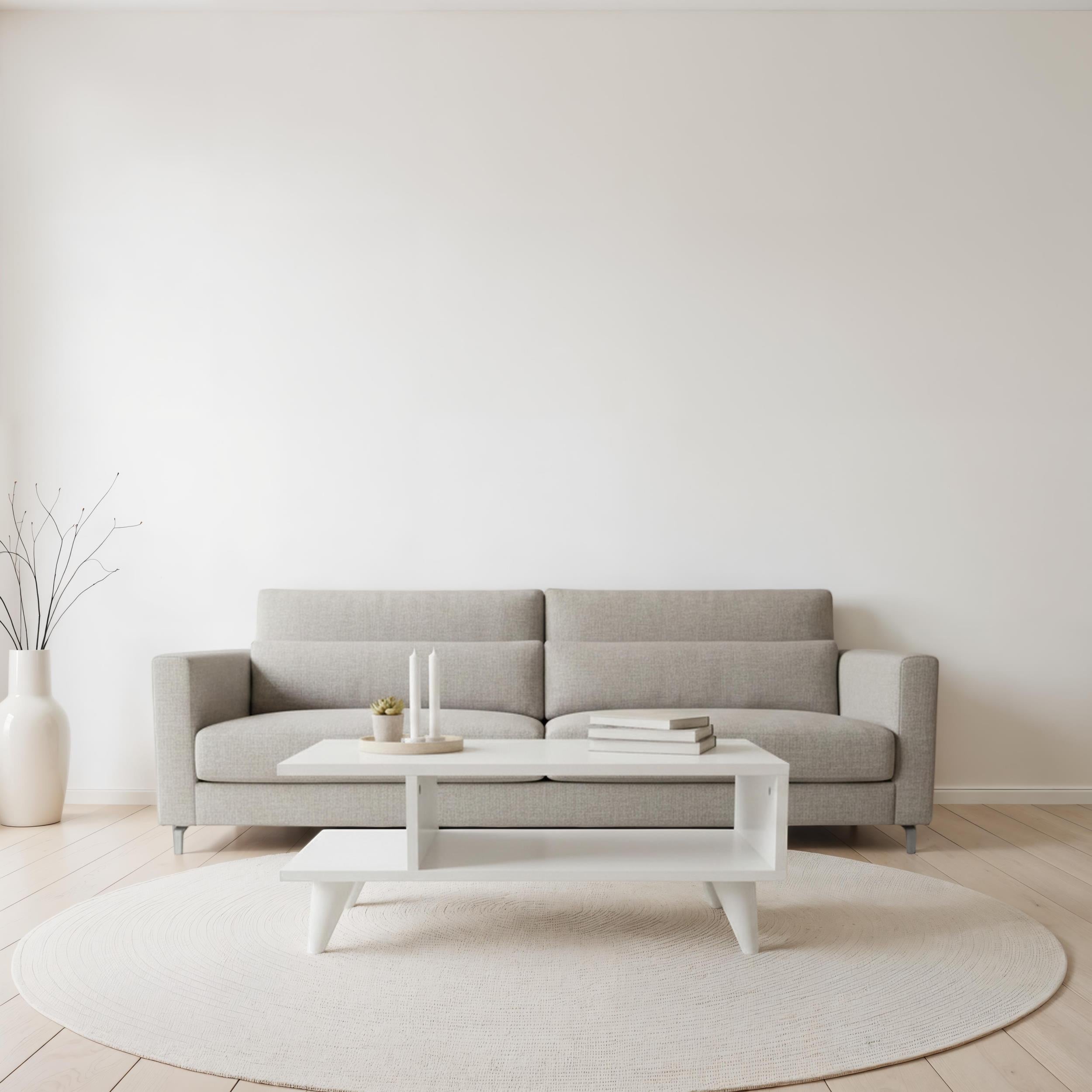 Titus Modern Coffee Table Open Storage Shelf White 80 x 45 x 32.4 cm - Additional Image 4