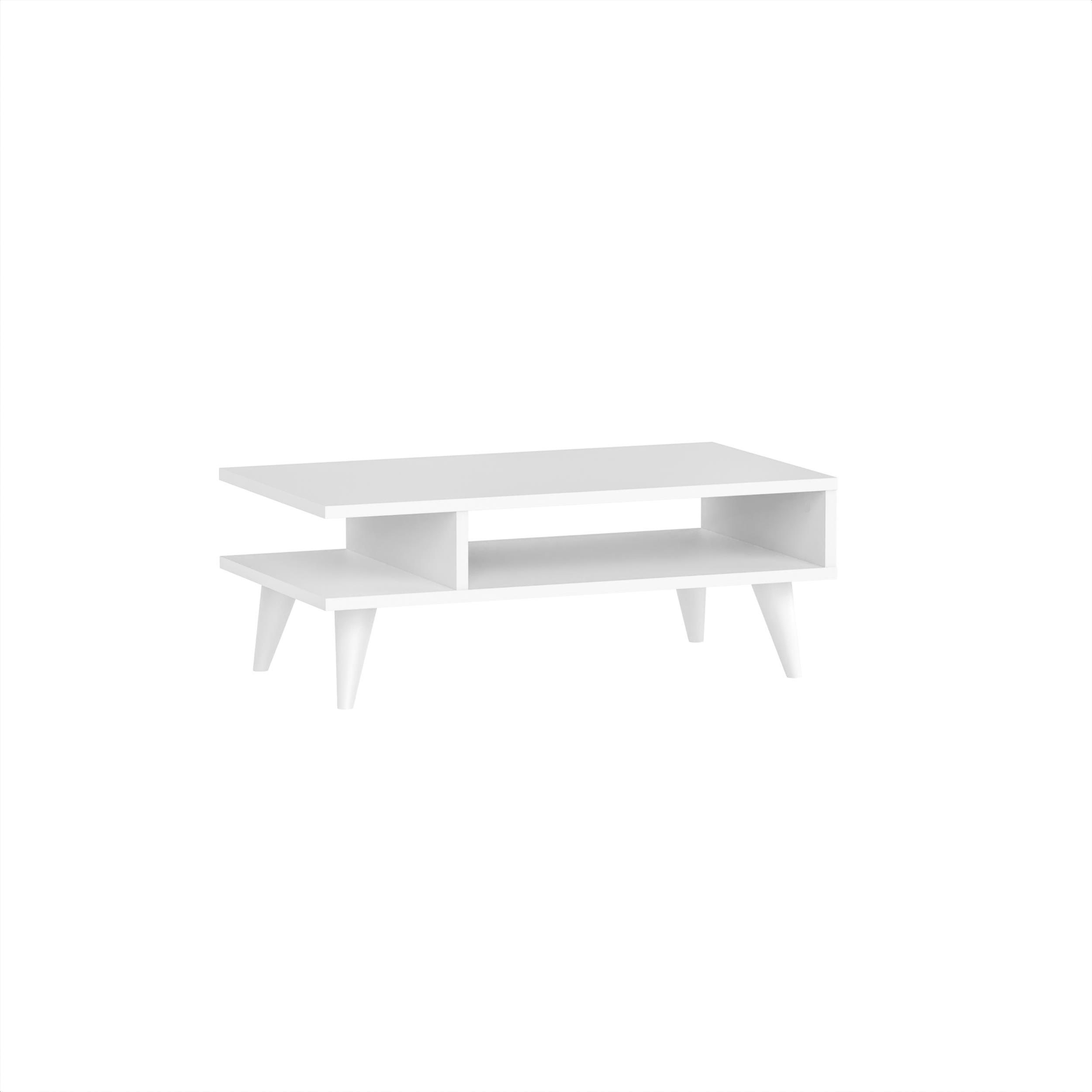 Titus Modern Coffee Table Open Storage Shelf White 80 x 45 x 32.4 cm - Additional Image 1