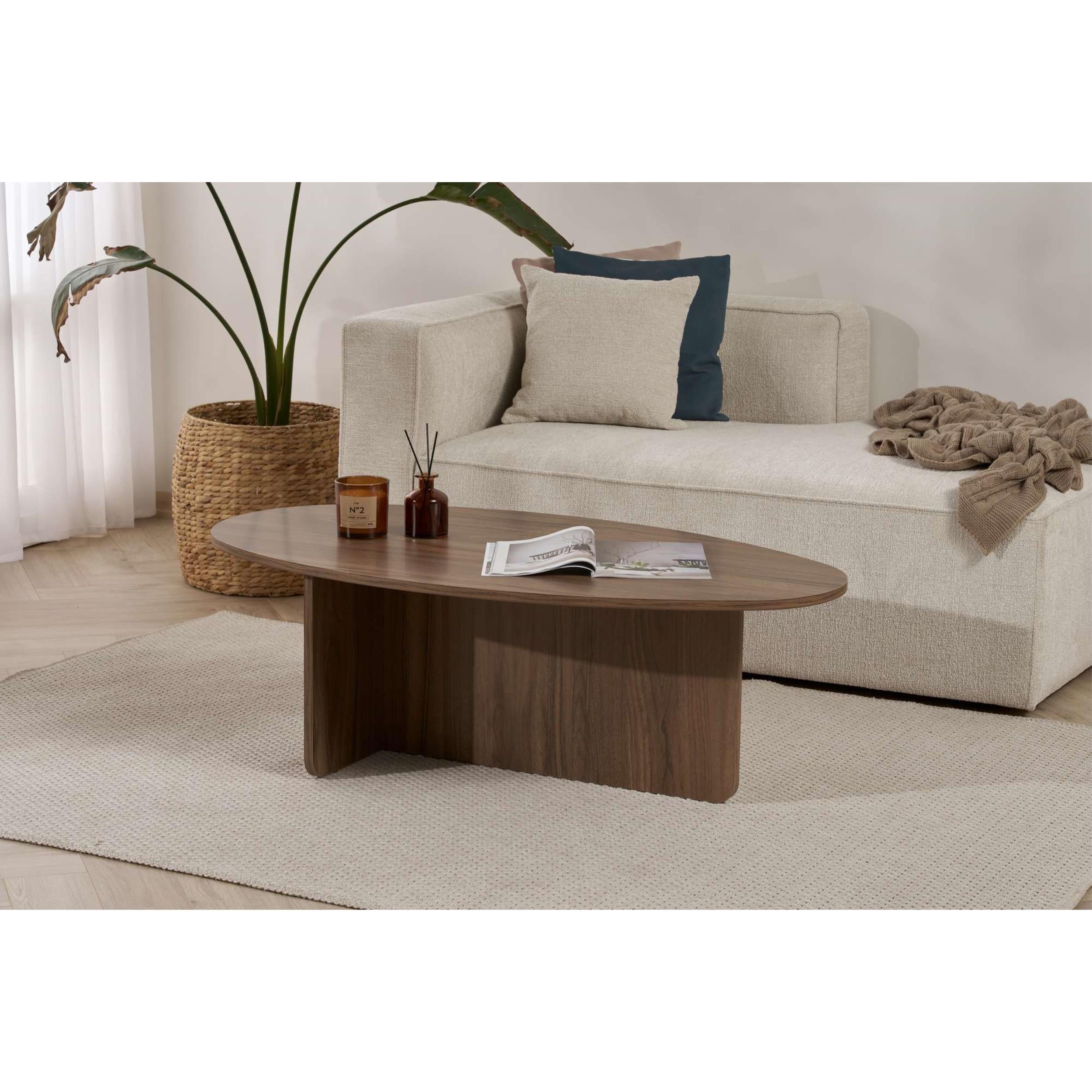 Orba Oval Coffee Table - styled in a living room setting