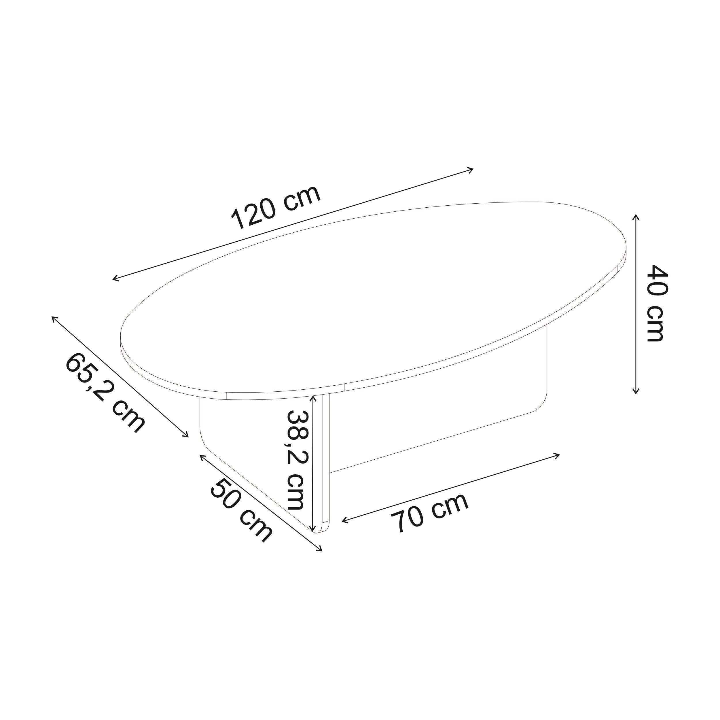 Orba Oval Coffee Table - dimensions