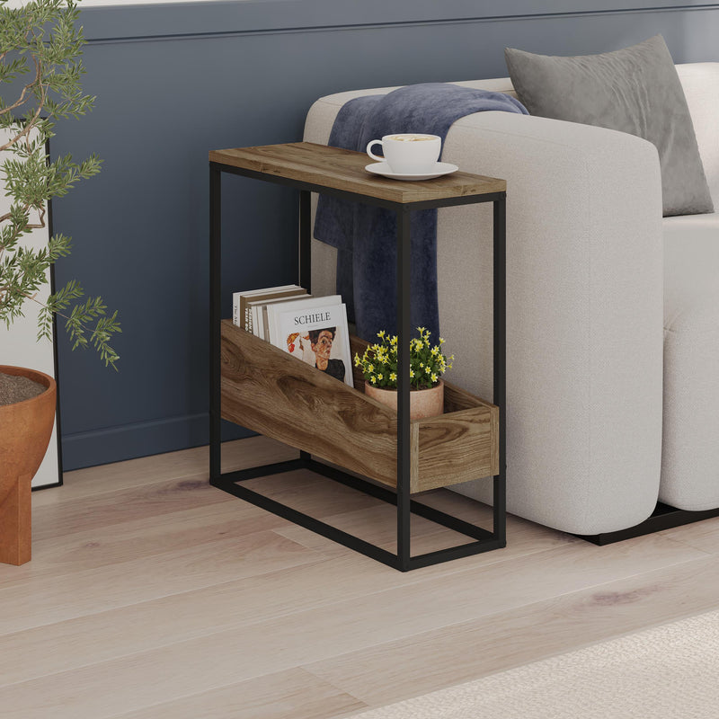 Slim Side Table – Oak & Black | Lido