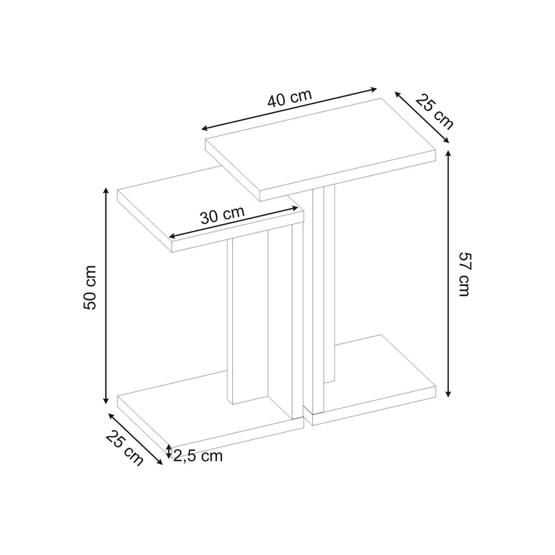Nero C-Shaped Multipurpose Nesting Side Table - Additional Image 5