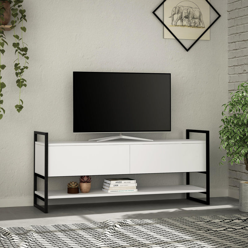 Metola Modern TV Stand Multimedia Stand TV Unit With Storage Cabinet 130cm – White