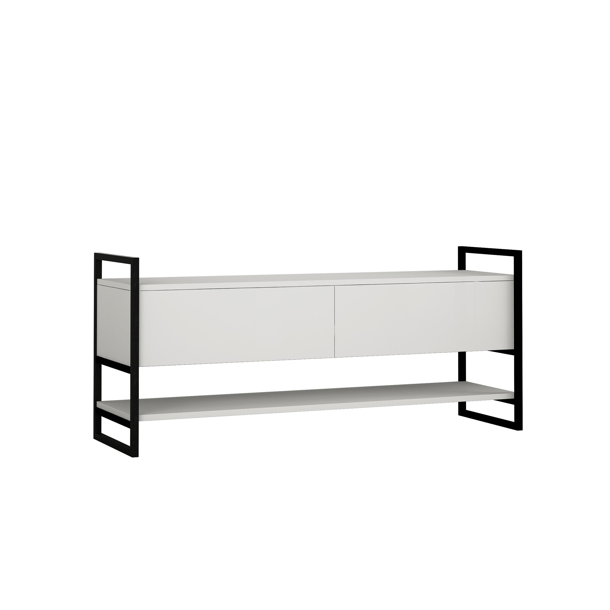 Metola Modern TV Stand Multimedia Stand TV Unit With Storage Cabinet 130cm – White