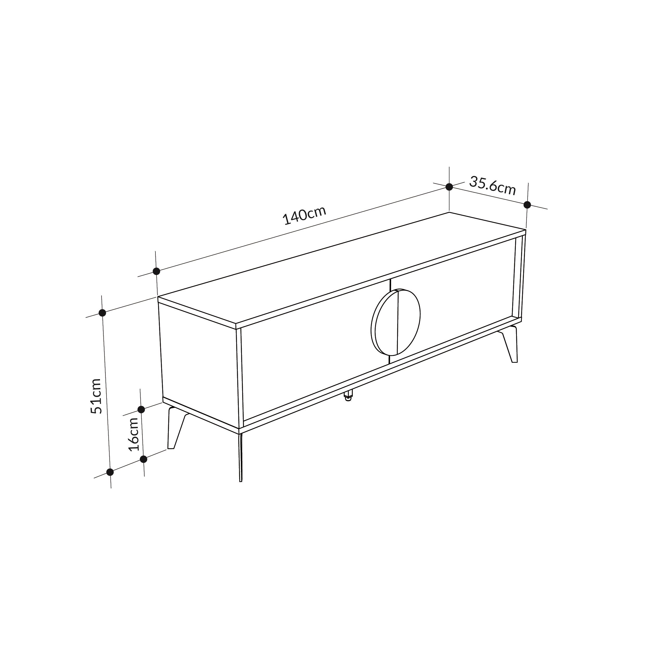 Gora Modern TV Stand 140 cm Entertainment Unit - Additional Image 10