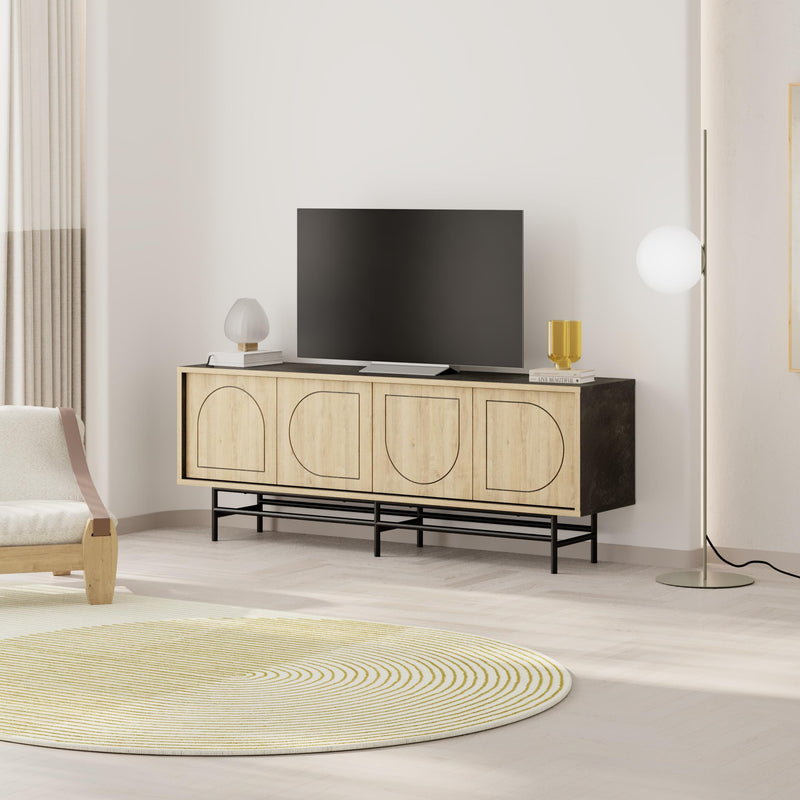 142cm TV Stand – Oak & Moss Effect | Joji