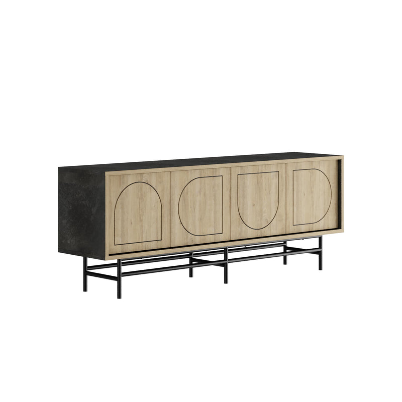 142cm TV Stand – Oak & Moss Effect | Joji - Additional Image 1
