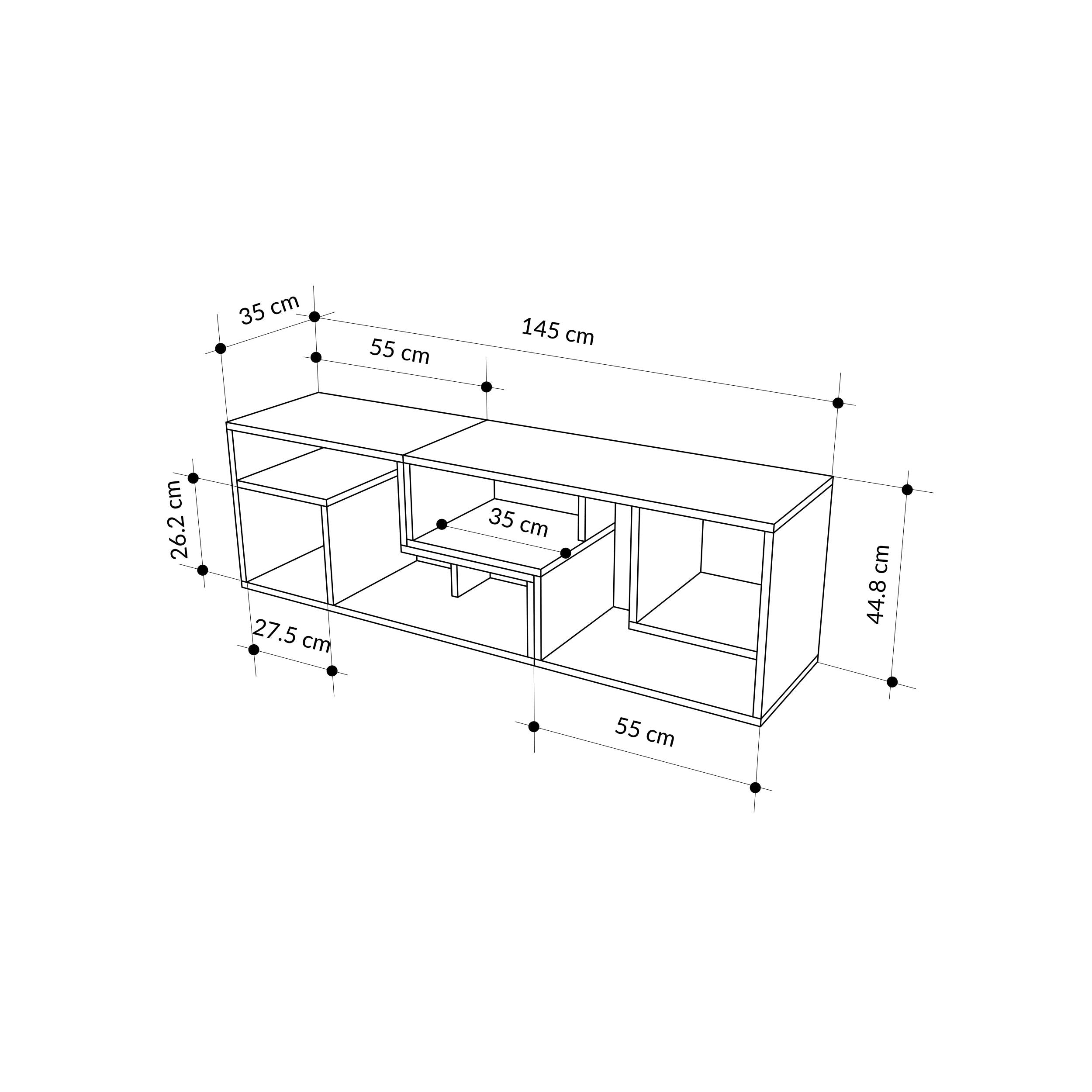 Glis Corner TV Unit – Modern TV Stand with Adjustable Shelves - Additional Image 14