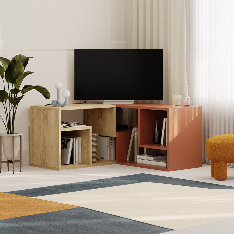 Glis Corner TV Unit – Modern TV Stand with Adjustable Shelves