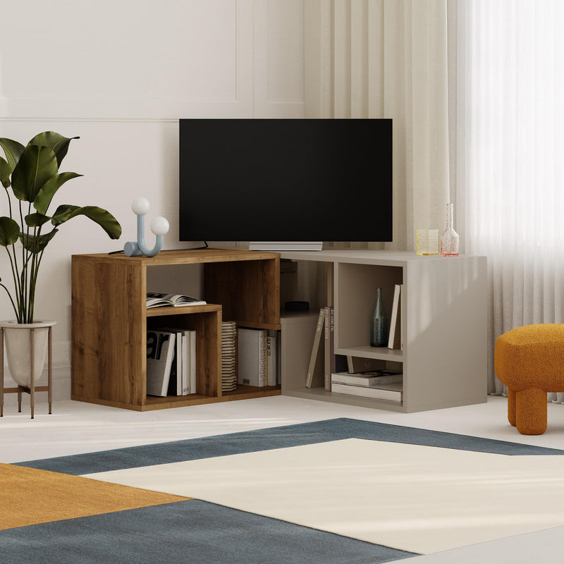 Glis Corner TV Unit – Modern TV Stand with Adjustable Shelves