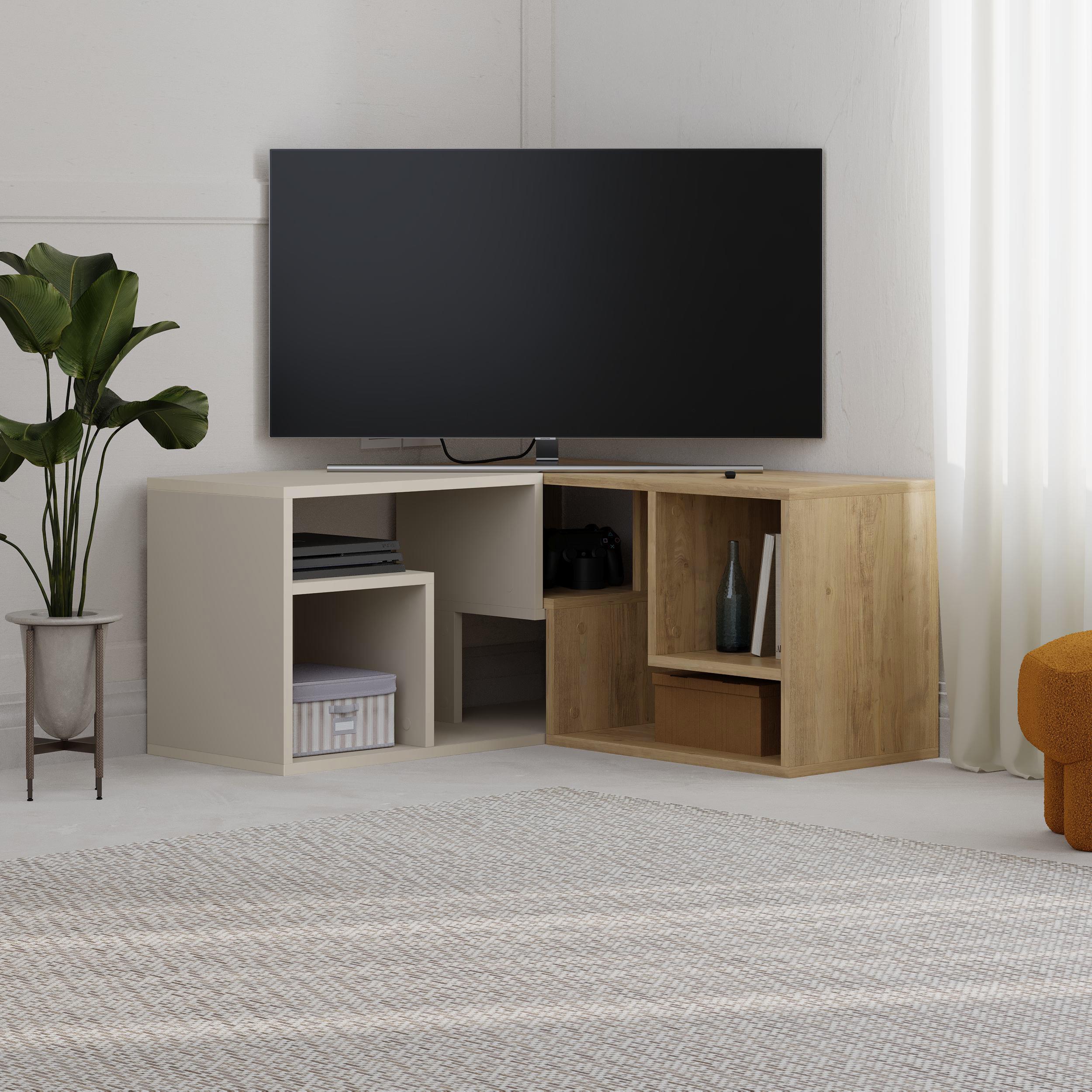 Glis Corner TV Unit – Modern TV Stand with Adjustable Shelves
