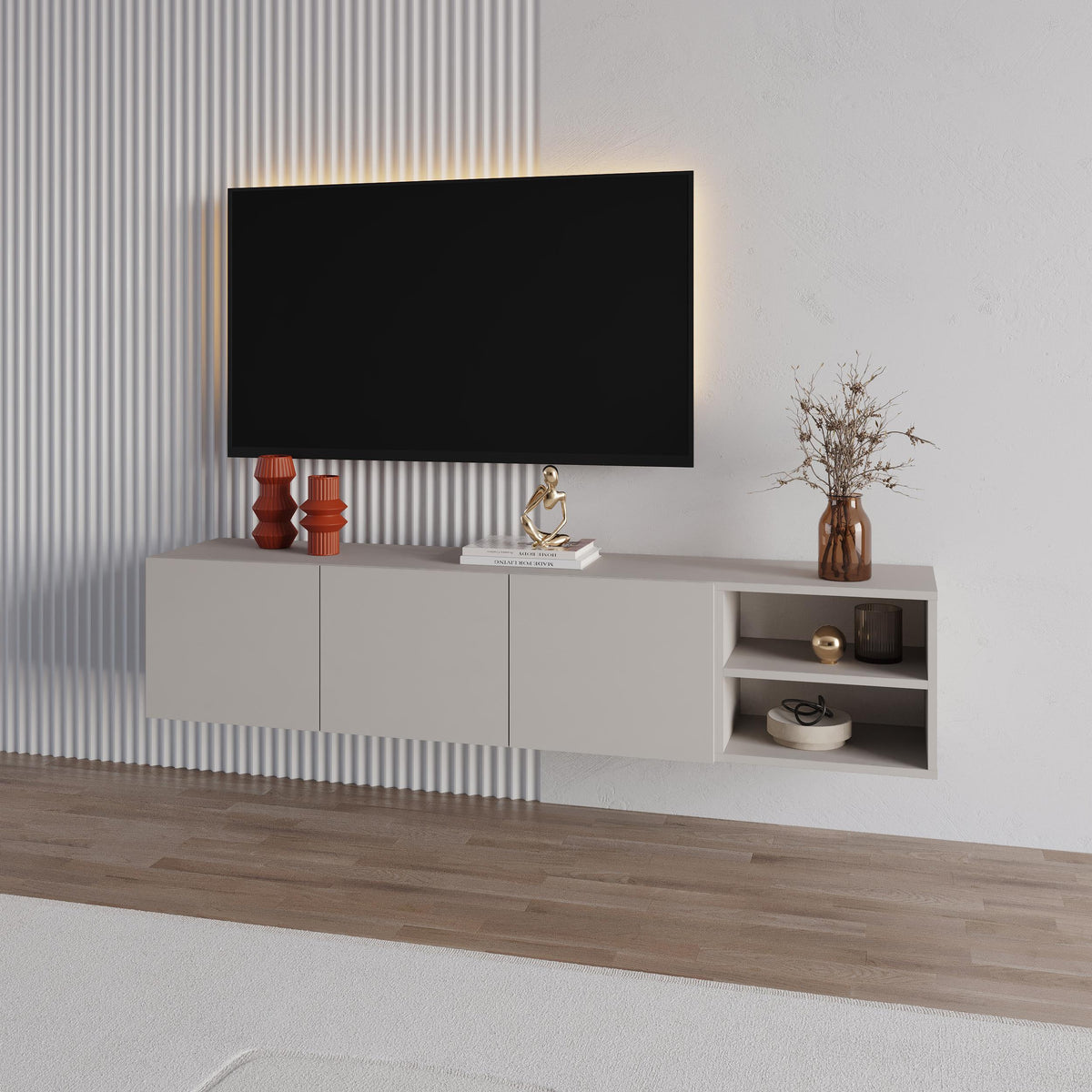 Conrad TV Unit – 180 cm – 3 Soft Close Doors Wall Mounted Entertainment Centre