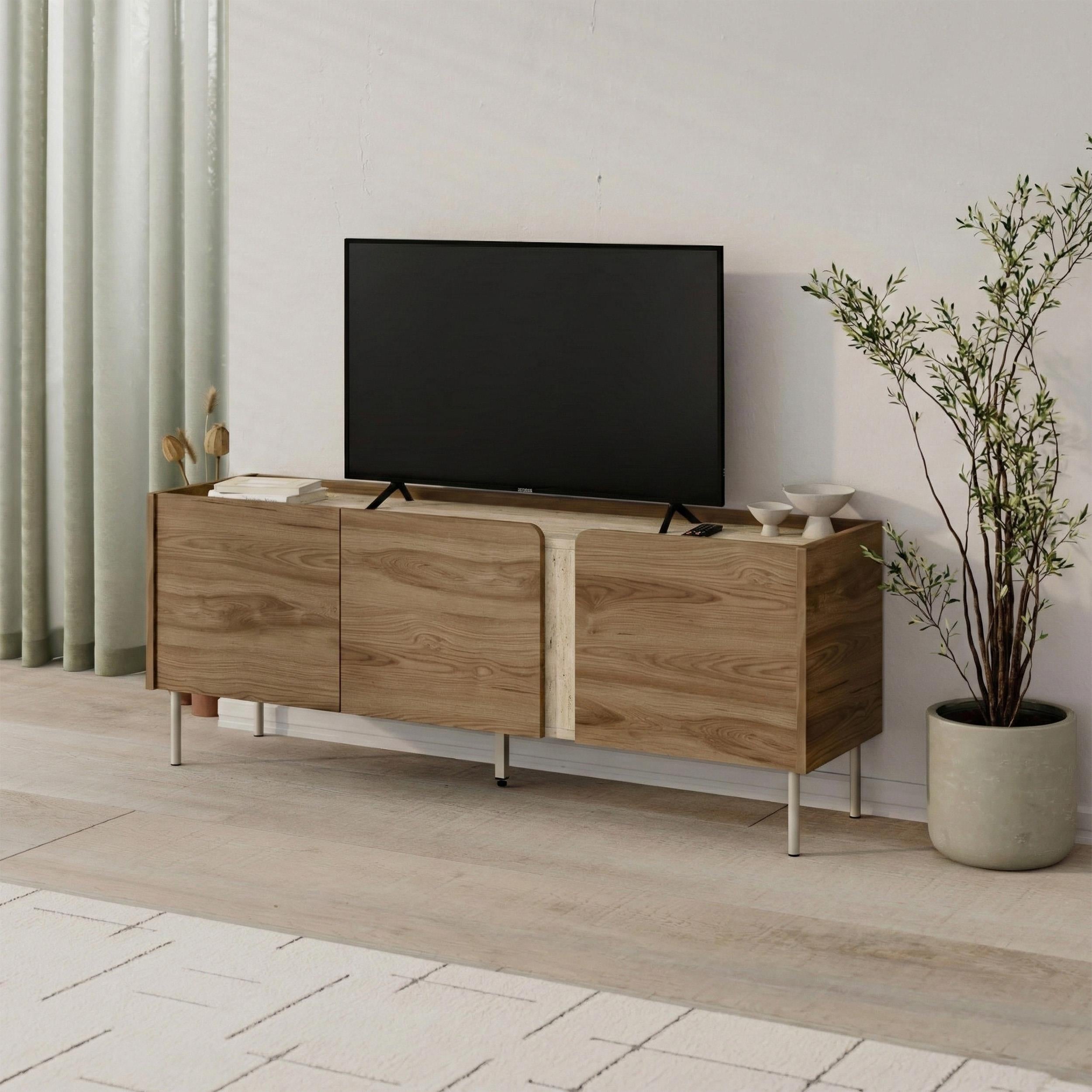 Norm TV Unit 3 Doors - styled in a living room setting