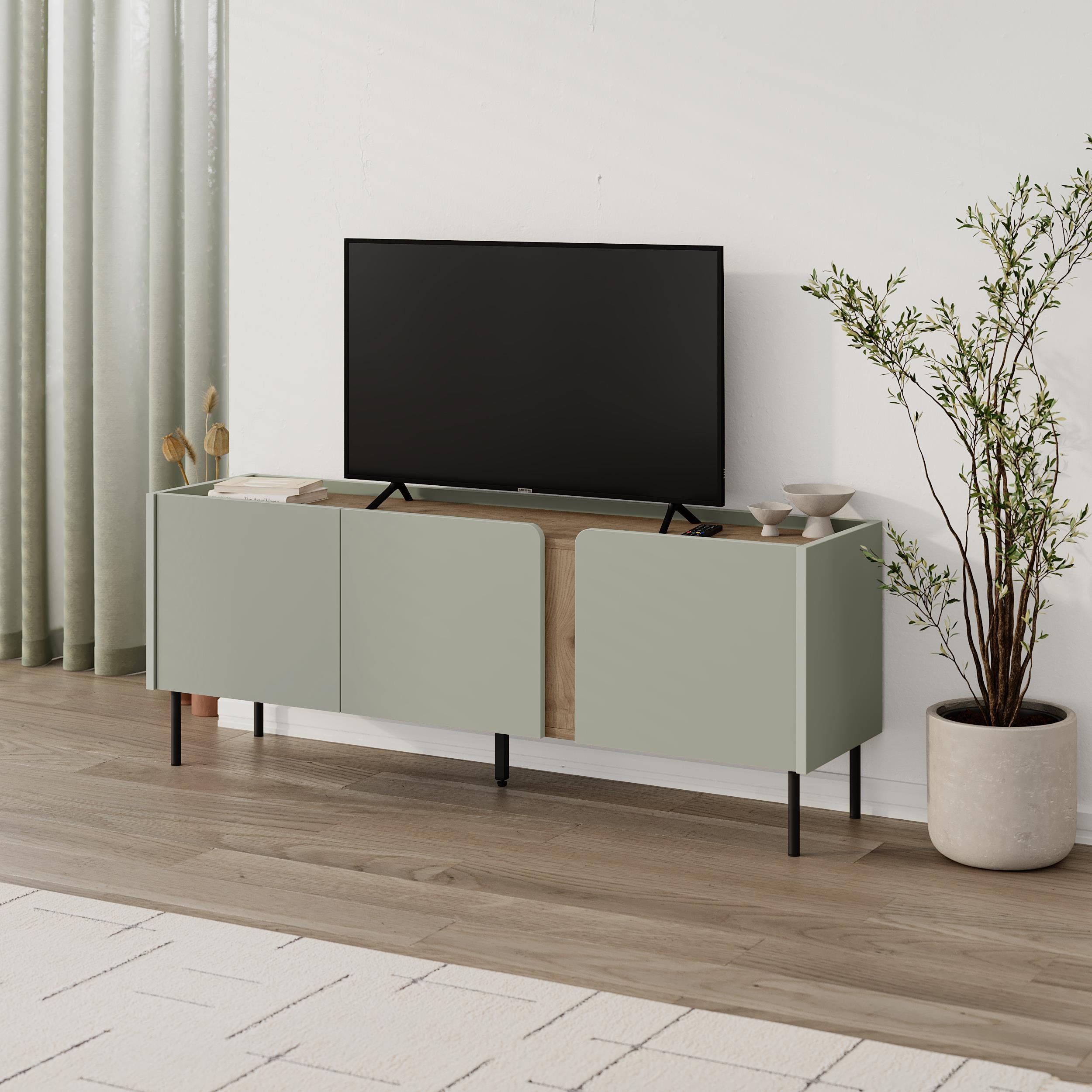 Norm TV Unit 3 Doors - styled in a living room setting
