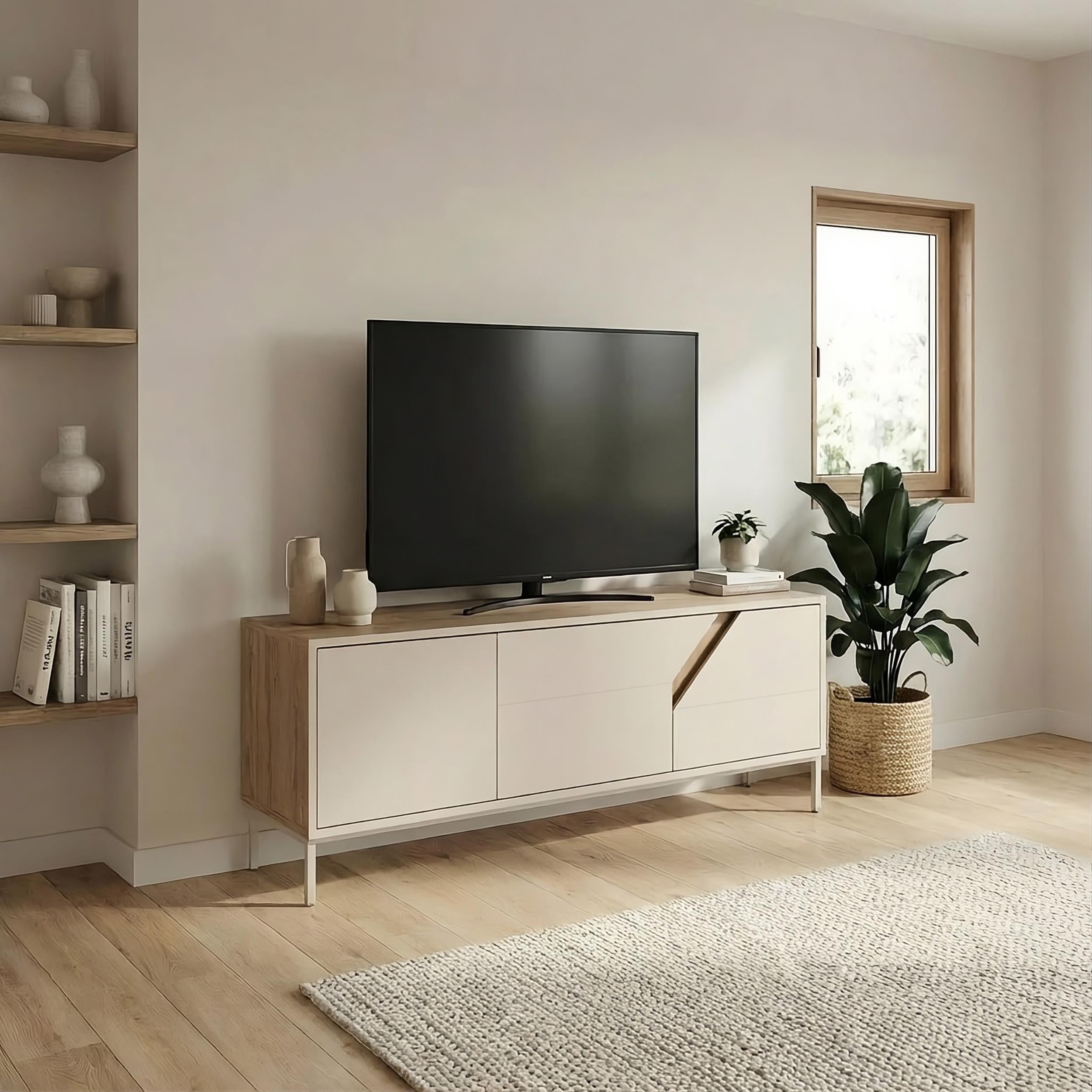 Vesco Modern TV Stand with 3 Door Storage 150cm
