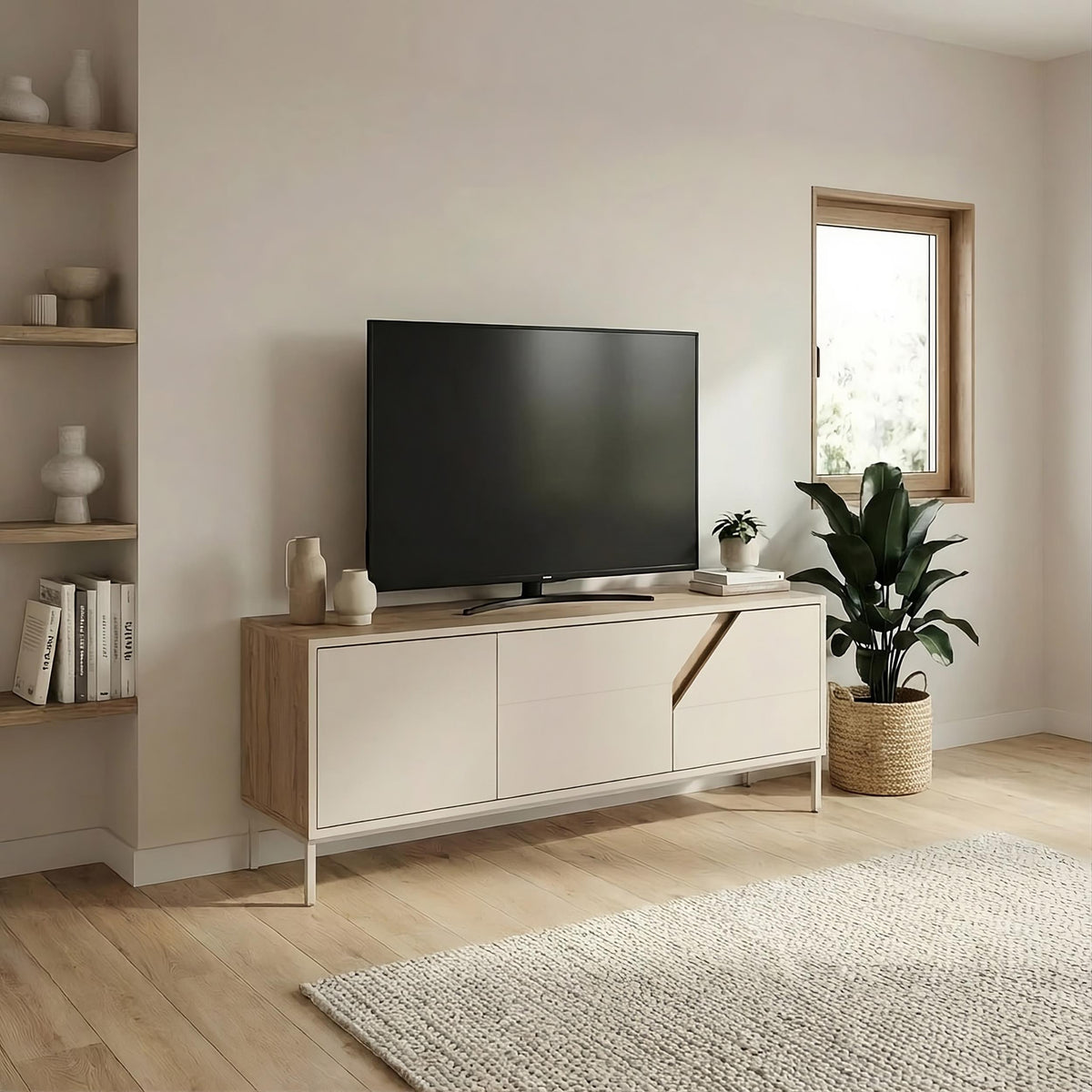 Vesco Modern TV Stand with 3 Door Storage 150cm