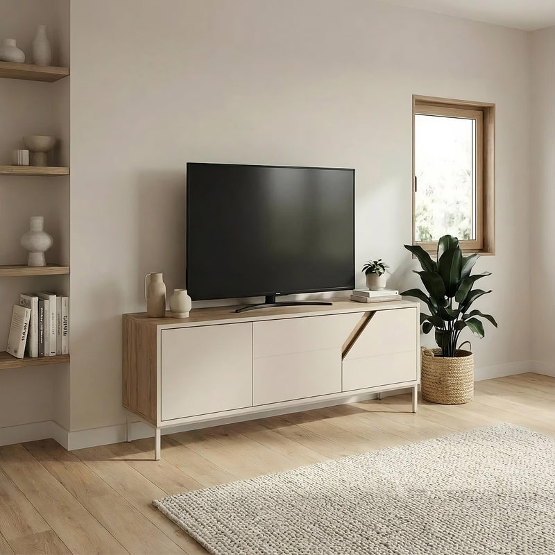 Vesco Modern TV Stand with 3 Door Storage 150cm