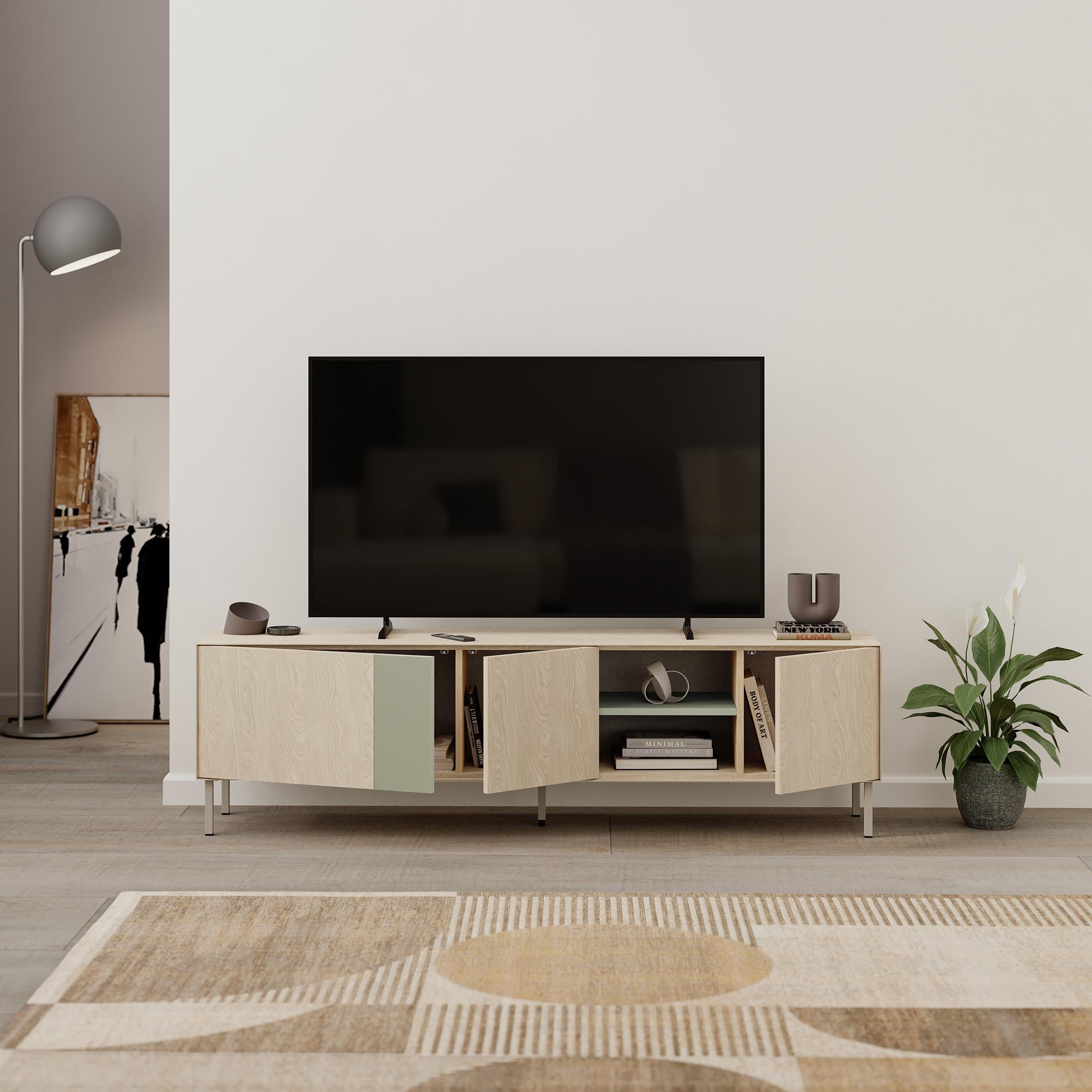 Vena TV Unit 3 Doors-Open Shelves open shelf detail