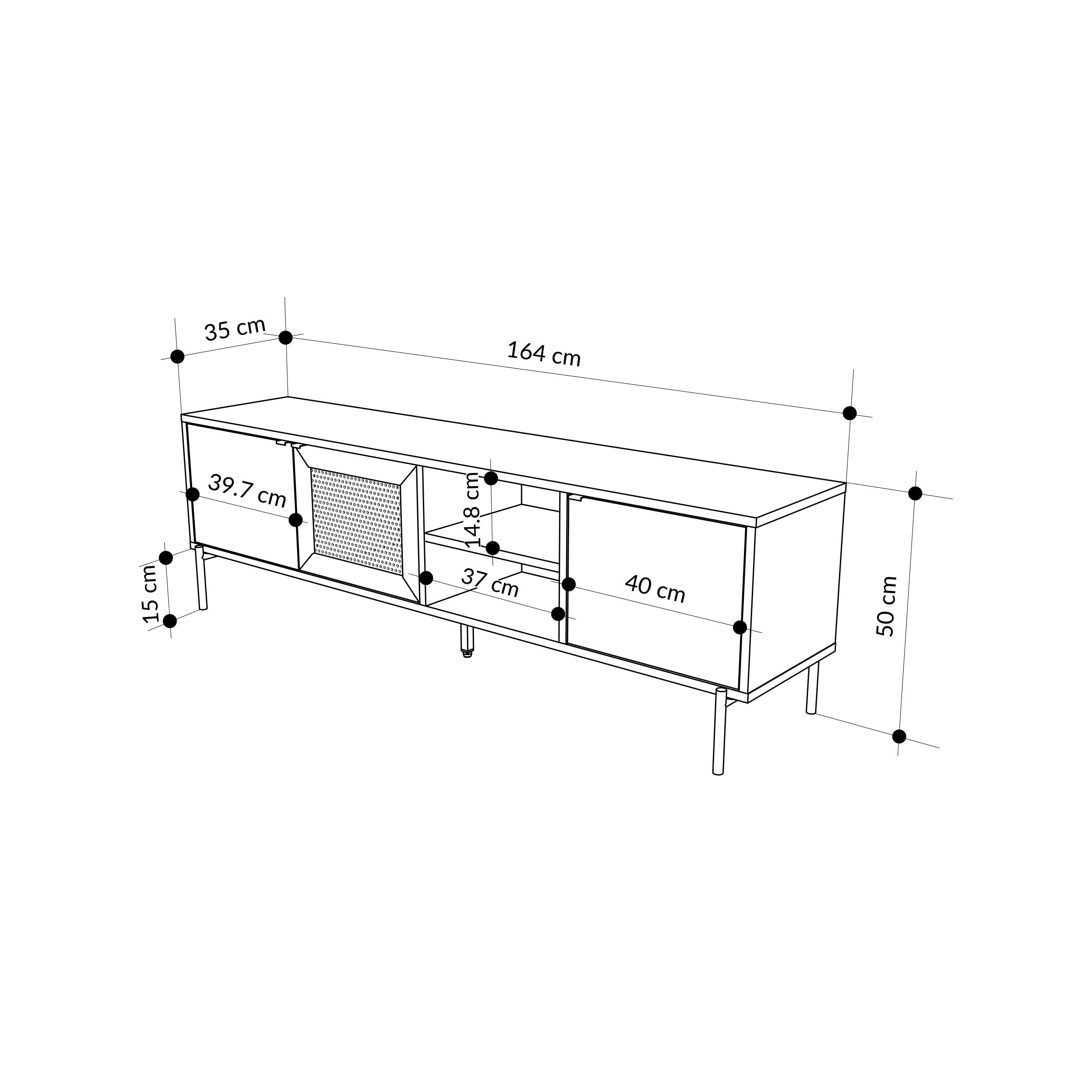 Inca Modern TV Stand - dimensions