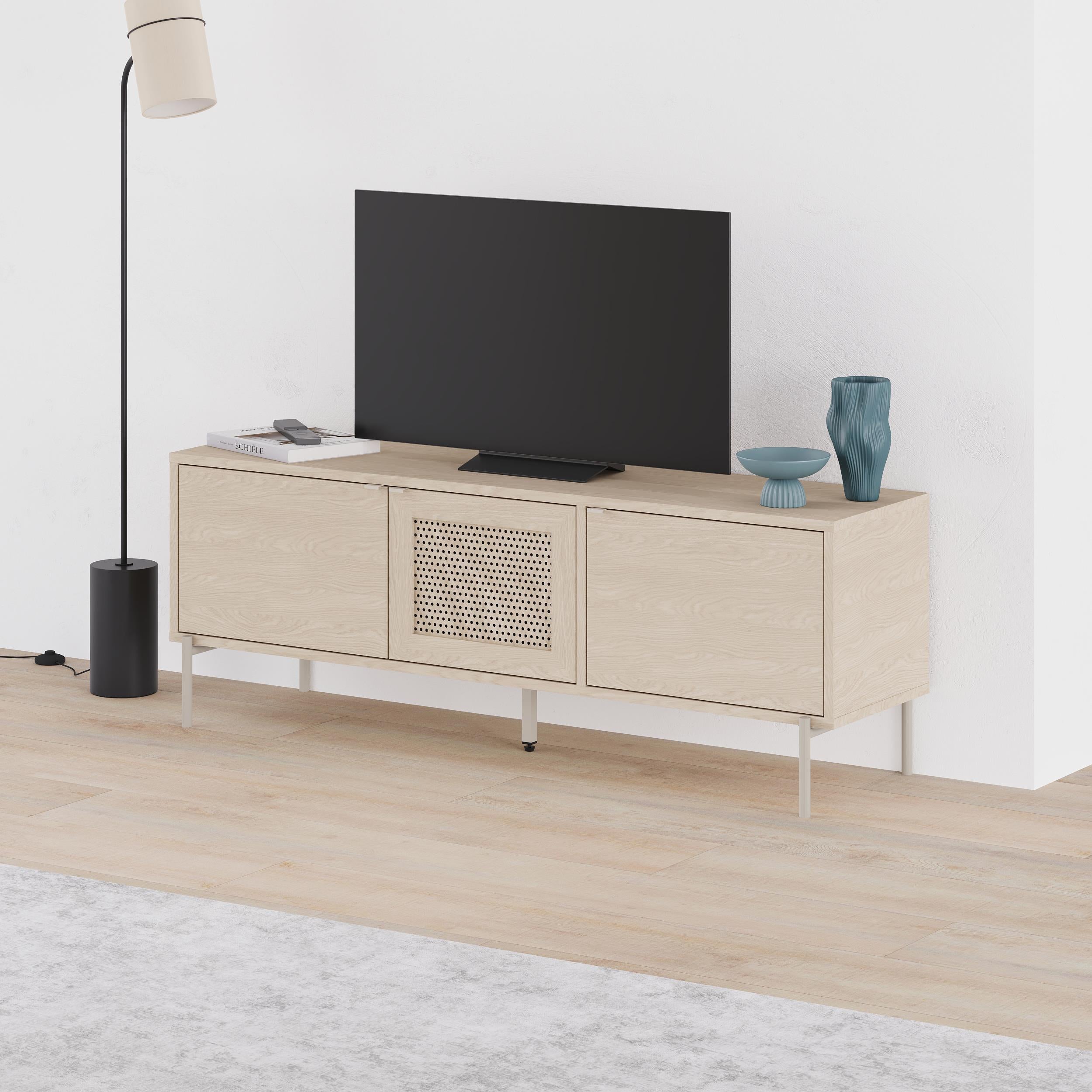Inca Modern TV Stand - Sonoma Oak TV Stand with Laser-Cut Door
