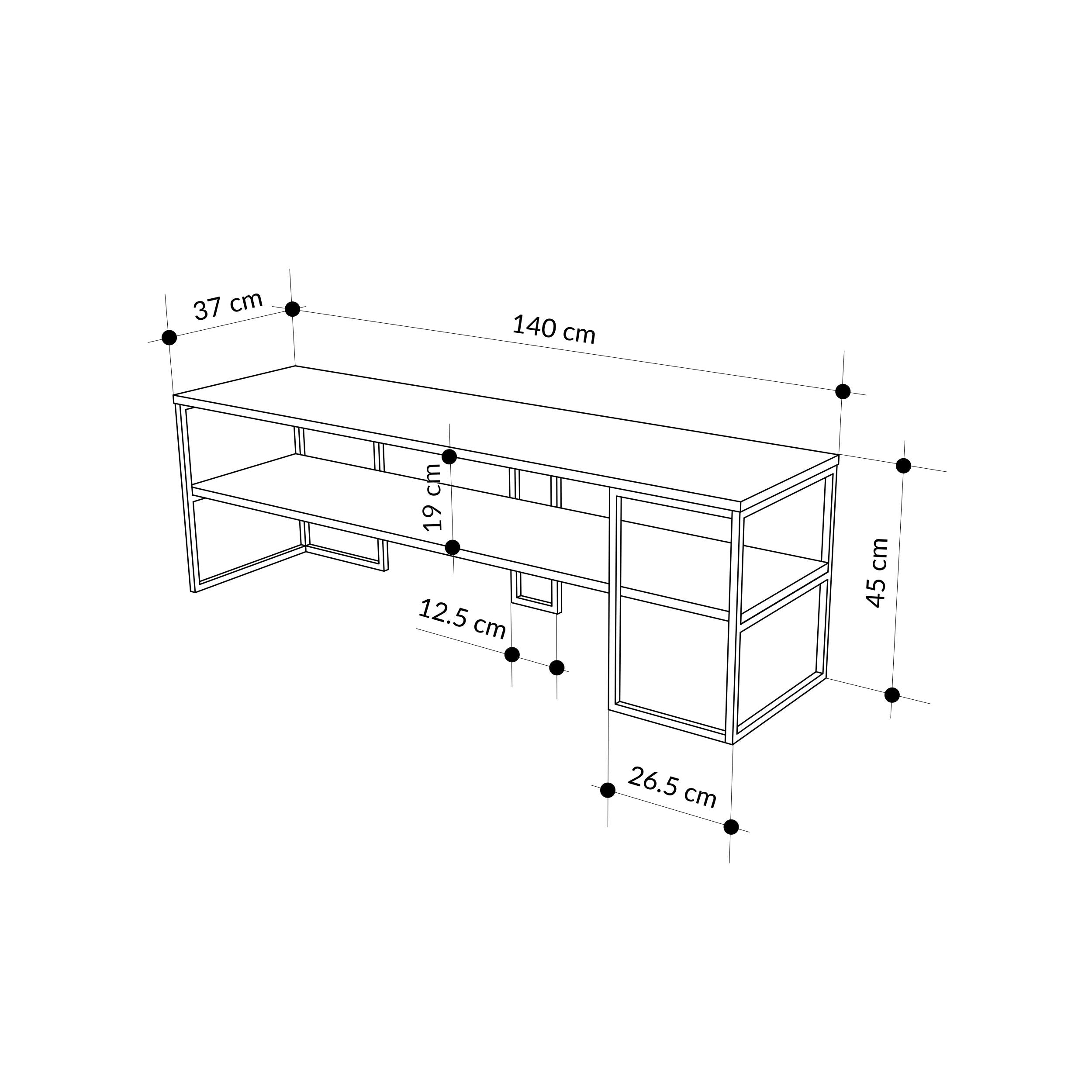 Black Friday TV Unit 140cm dimensions