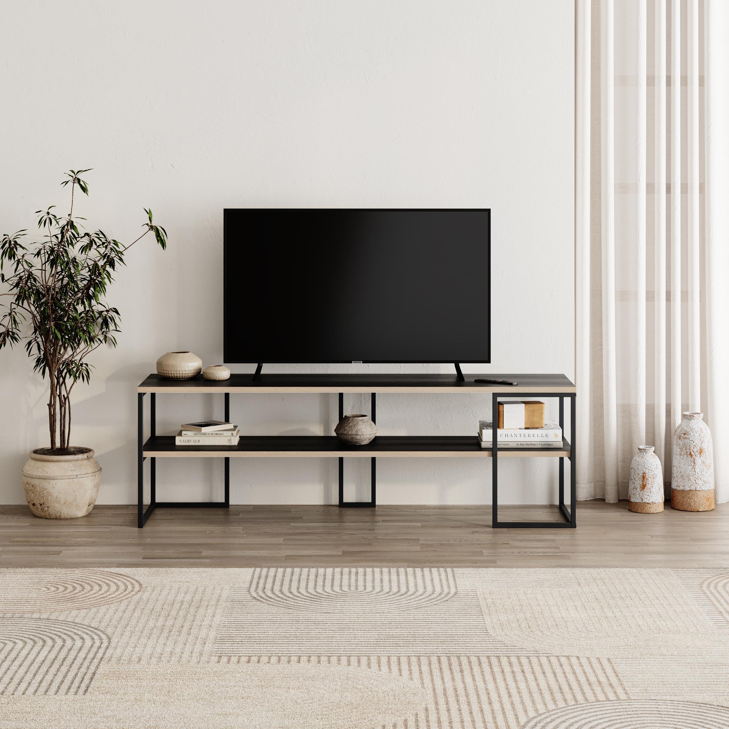 Black Friday TV Unit 140cm styled in a living room setting