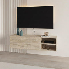 Conrad TV Unit – Up to 50 Inch TVs – Wall Mounted Entertainment Centre in Travertine