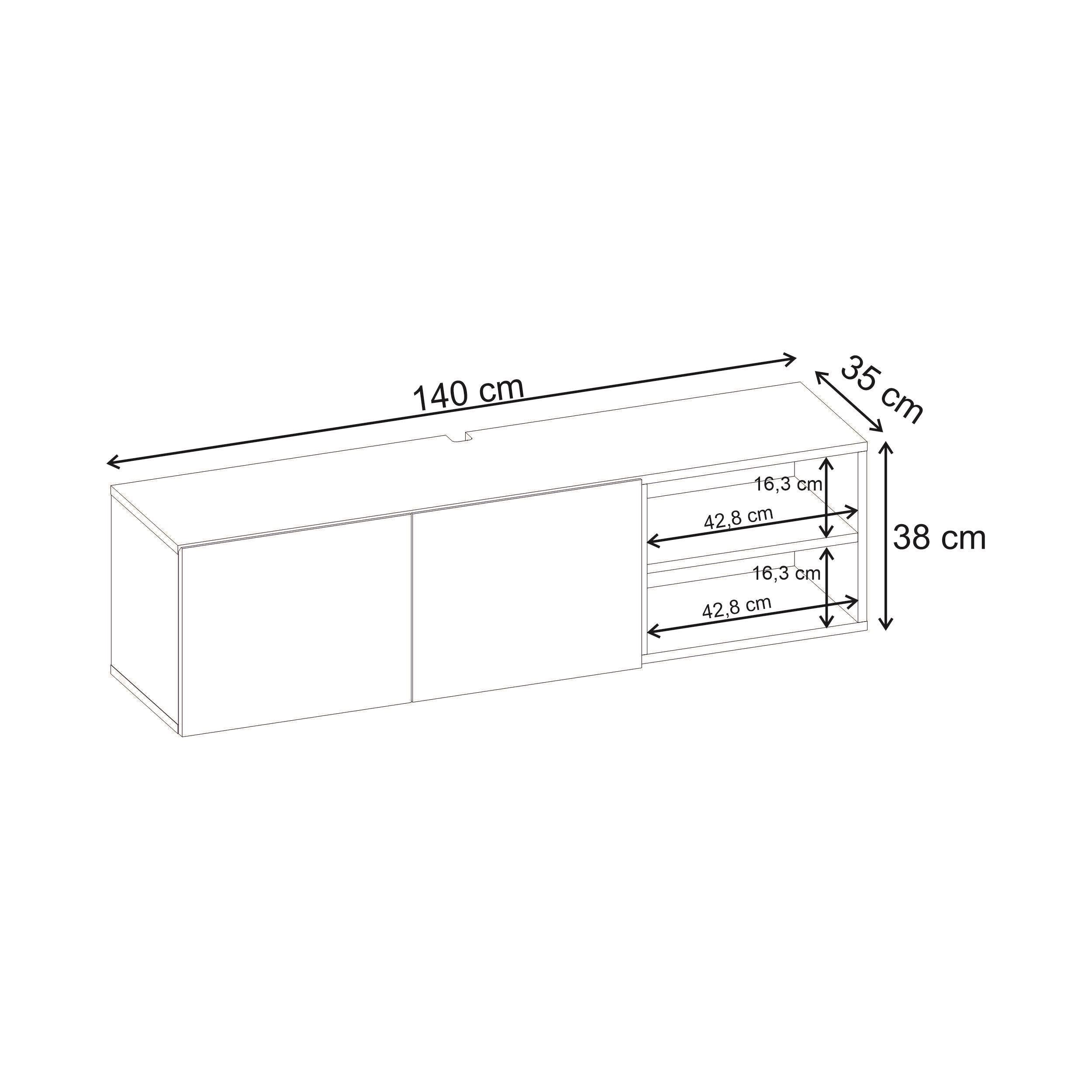 Conrad TV Unit – Up to 50 Inch TVs – Wall Mounted Entertainment Centre - Additional Image 9