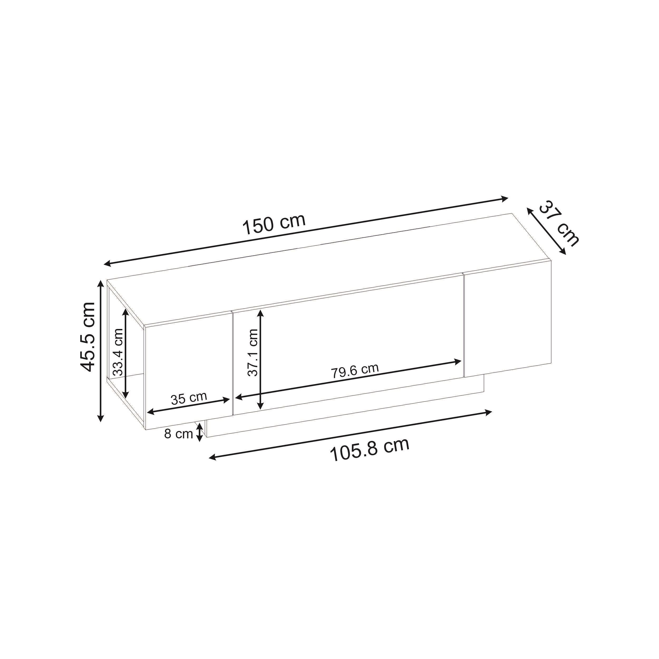 Victor TV Unit Sandstone-Sonoma Oak-White dimensions