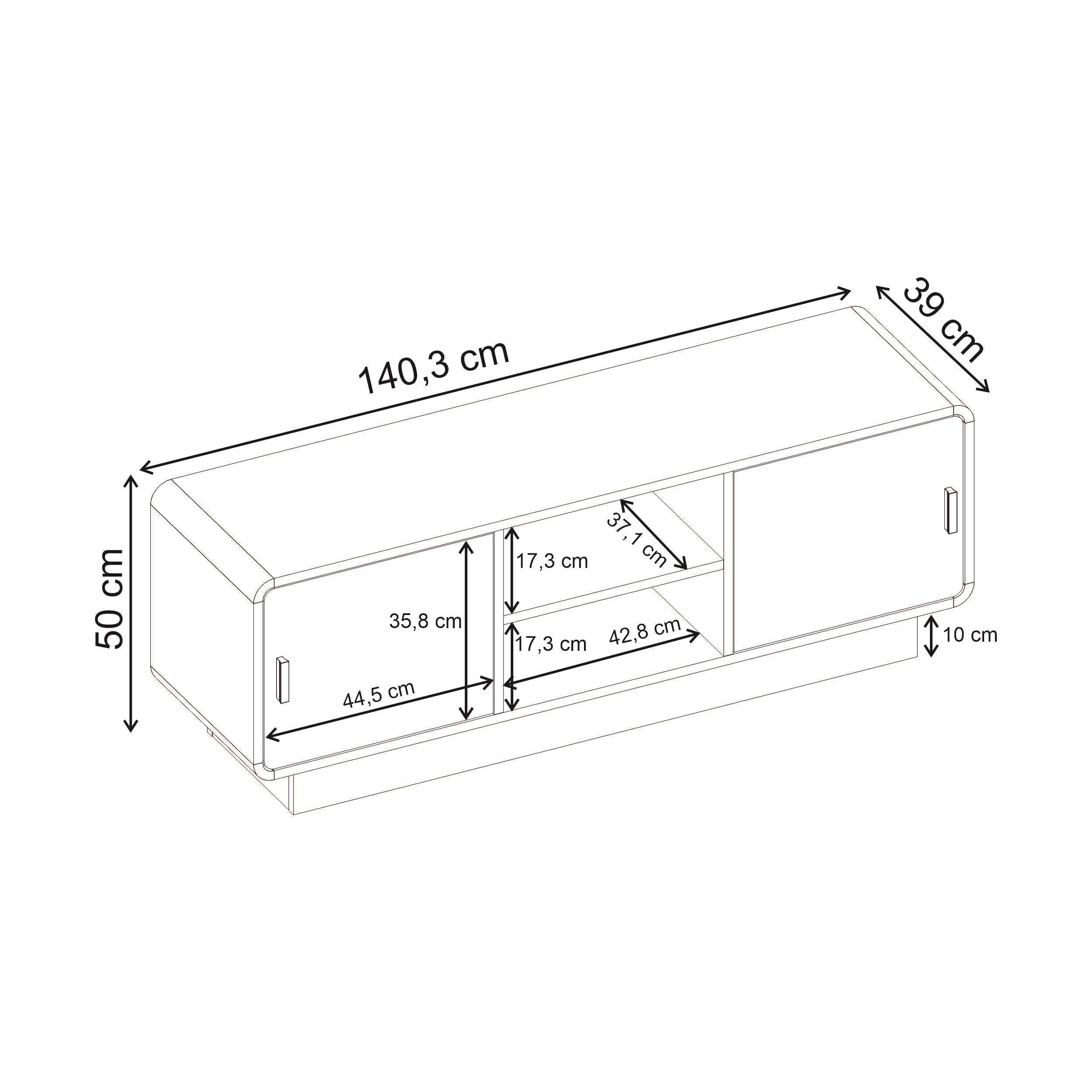 Rovel TV Unit Natural Oak with Storage and Shelves - Additional Image 3