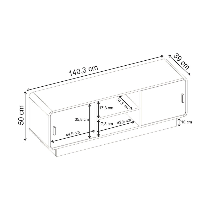 Rovel TV Unit Natural Oak with Storage and Shelves - Additional Image 3