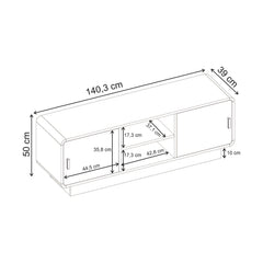 Rovel TV Unit Natural Oak with Storage and Shelves - Additional Image 3