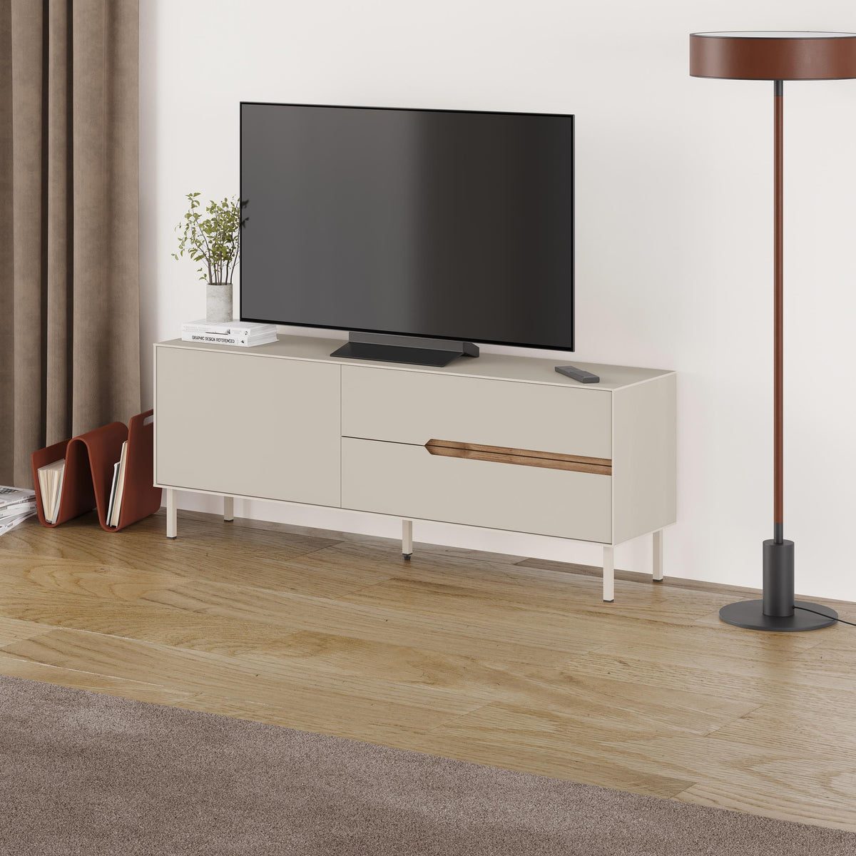 Arch Modern TV Unit - styled in a living room setting