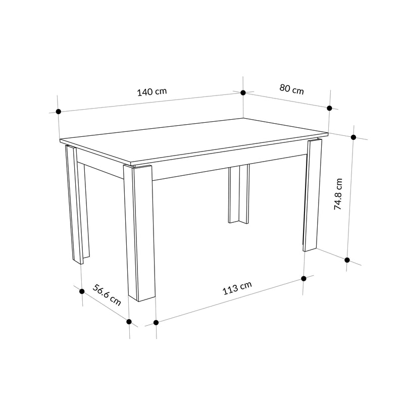 Tolmen Extendable Modern Dining Table – Dark Oak (Hitit) - 140/190 cm - Additional Image 3