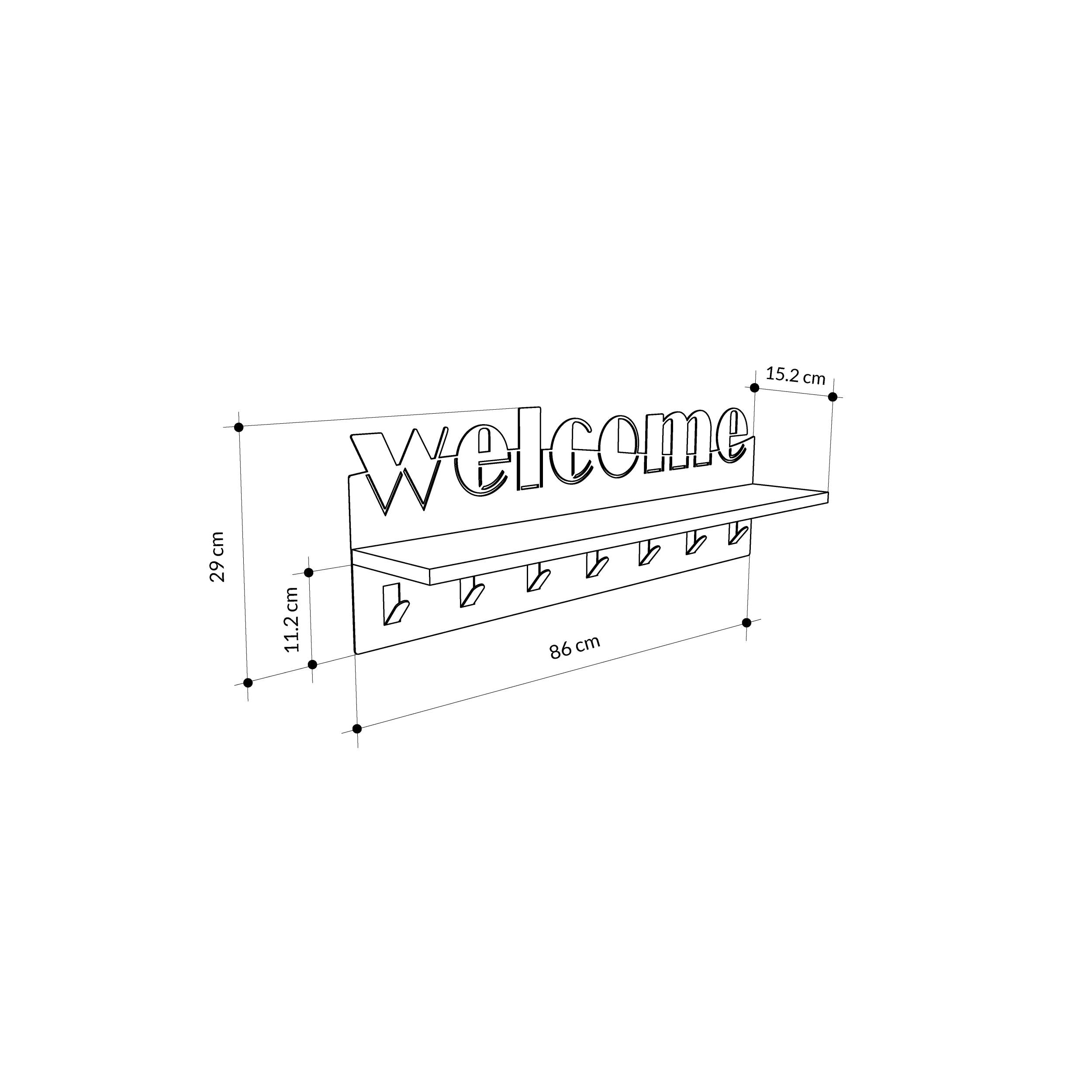 Welcome Hallway Coat Hanger Rack dimensions