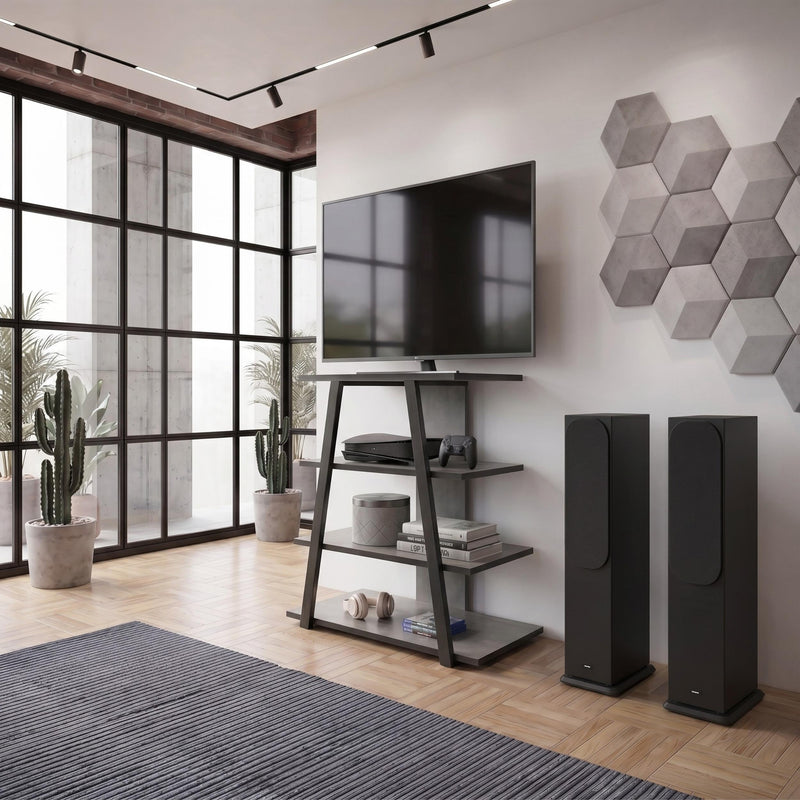 Lyno Angled Mini TV Entertainment Unit with Open Shelves