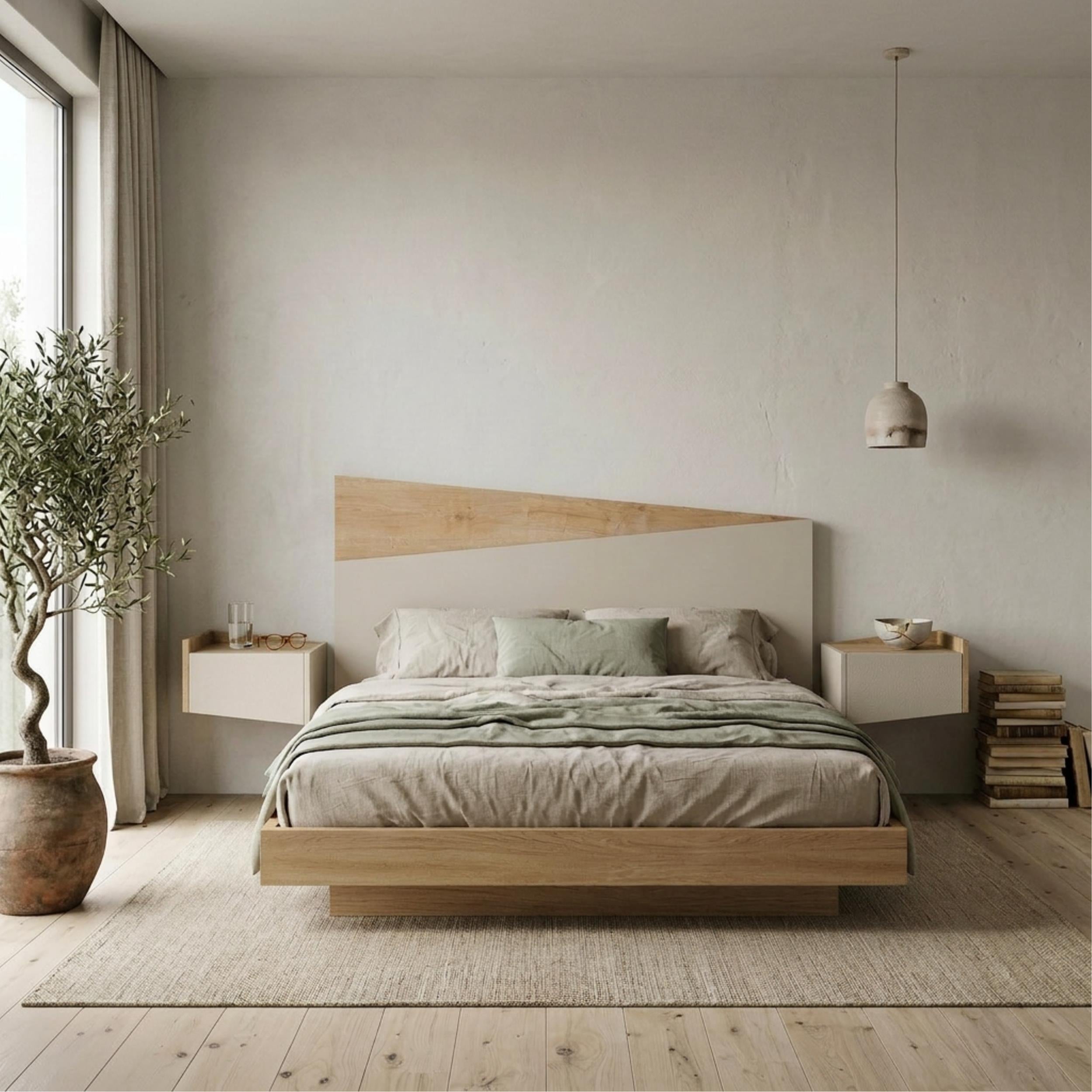 Diago Wall Mounted Headboard - Two-Tone Headboard with Diagonal Design